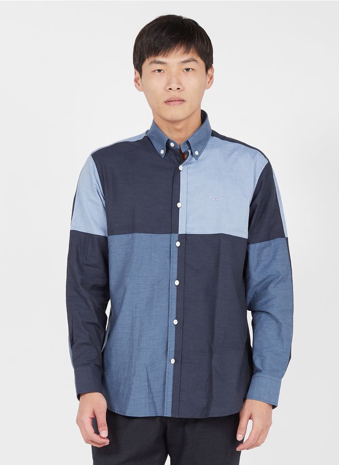 EDEN PARK Camisa regular fit de algodón con cuello clásico en azul