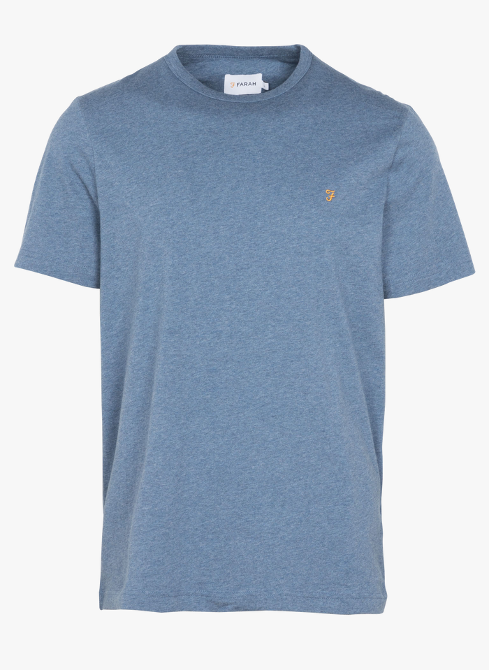 FARAH Camiseta slim fit de algodón con cuello redondo en azul