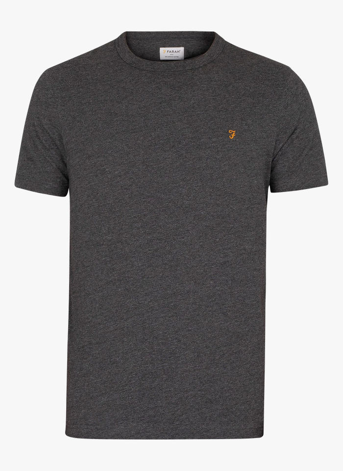 FARAH Camiseta slim fit de algodón con cuello redondo en gris