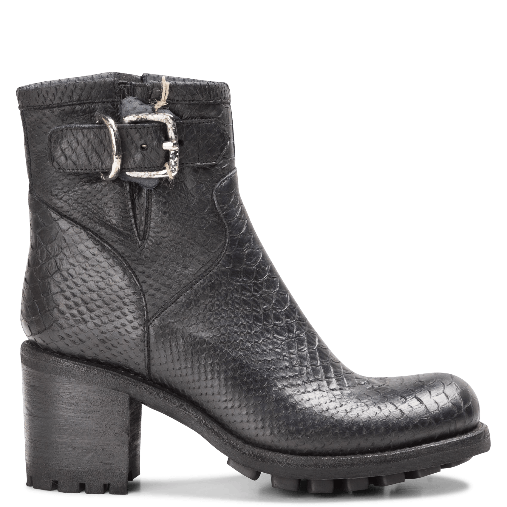 Botines De Piel Imitación Serpiente Con Tacón Noir Free Lance - Mujer |  Place des Tendances