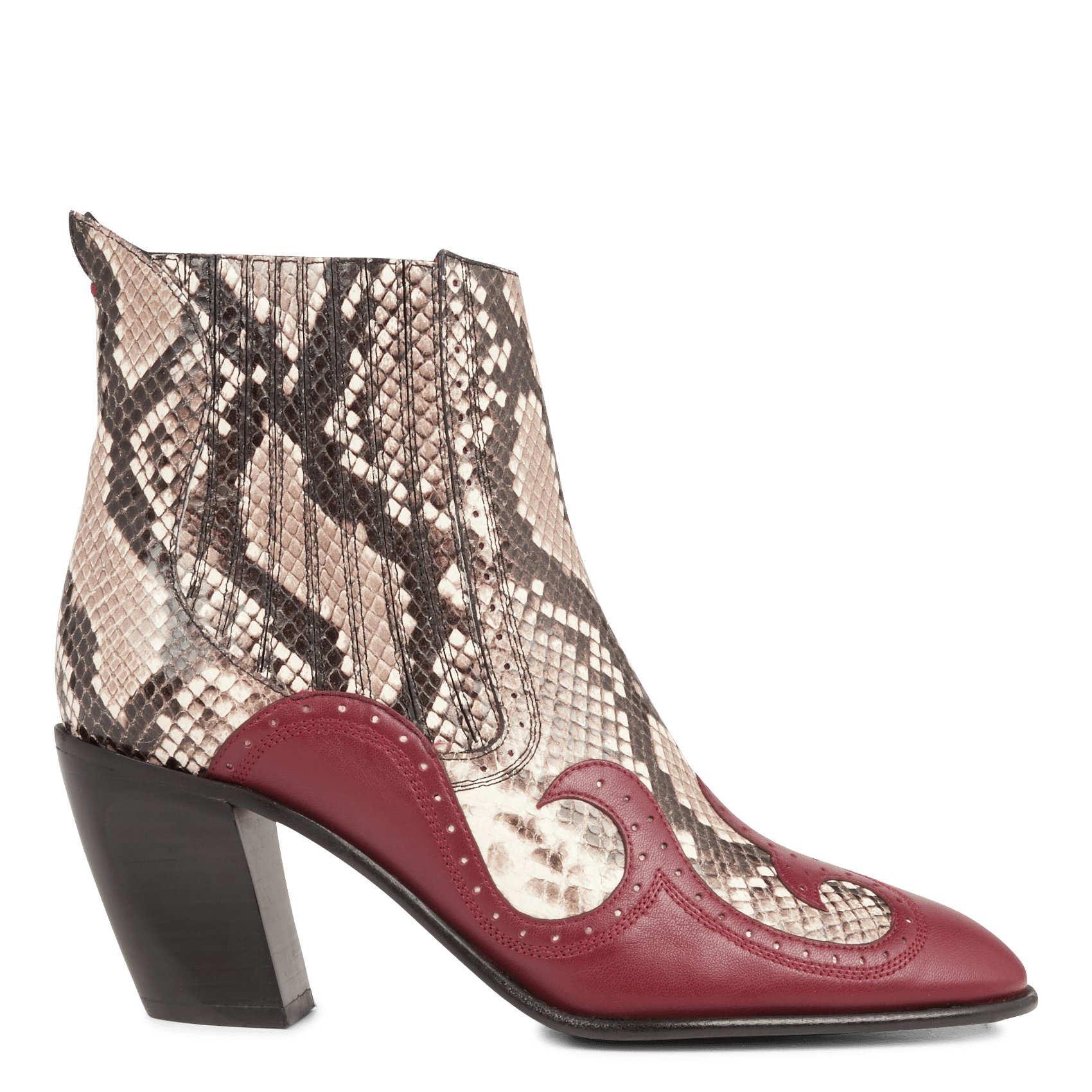Botines De Piel Imitación Serpiente Con Tacón Bordeaux/moonstone Free Lance  - Mujer | Place des Tendances