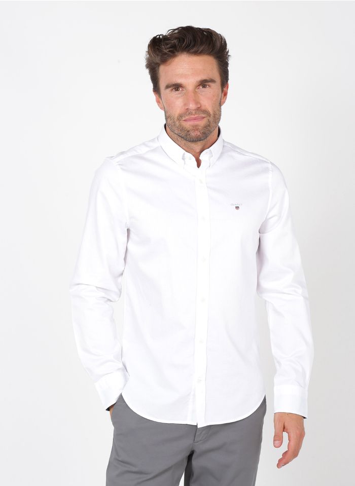 GANT Camisa regular fit de algodón con cuello americano en blanco