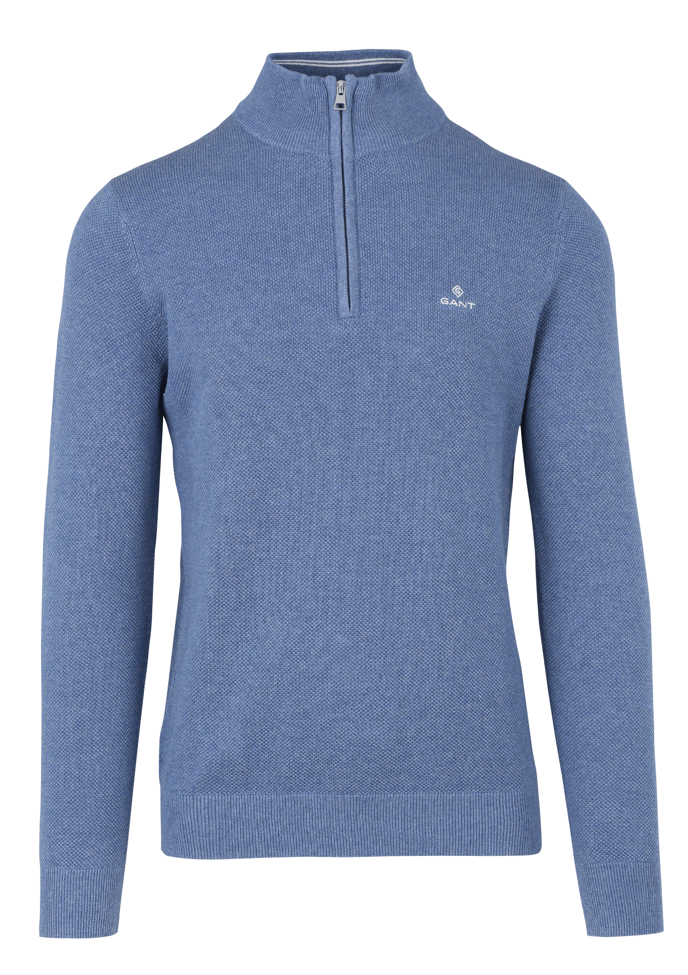 Jersey Regular Fit De Algodón Con Cuello Alto Y Cremallera Bleu Jean Mel  Gant - Hombre | Place des Tendances