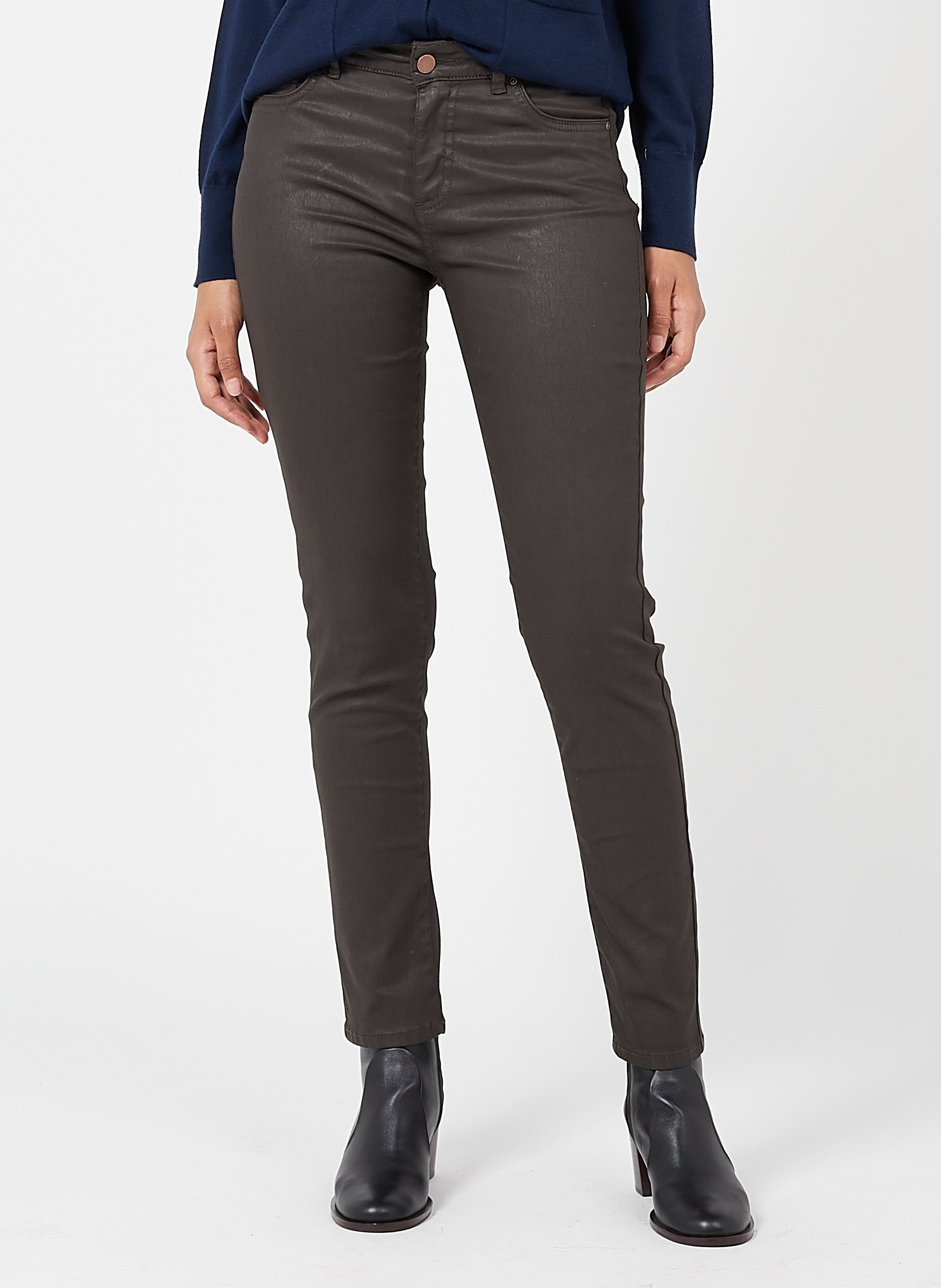 Pantalón skinny de tela liso Marr\u0026#243;n chica Okaïdi \u0026 Obaïbi