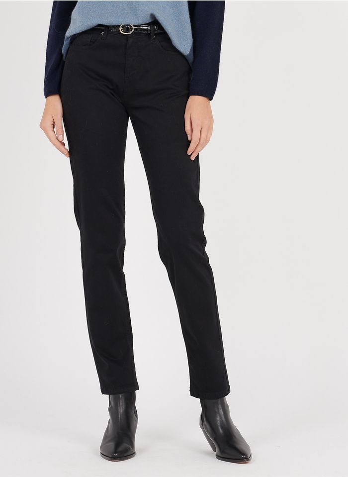 GERARD DAREL Pantalón slim de algodón elástico y talle normal en negro