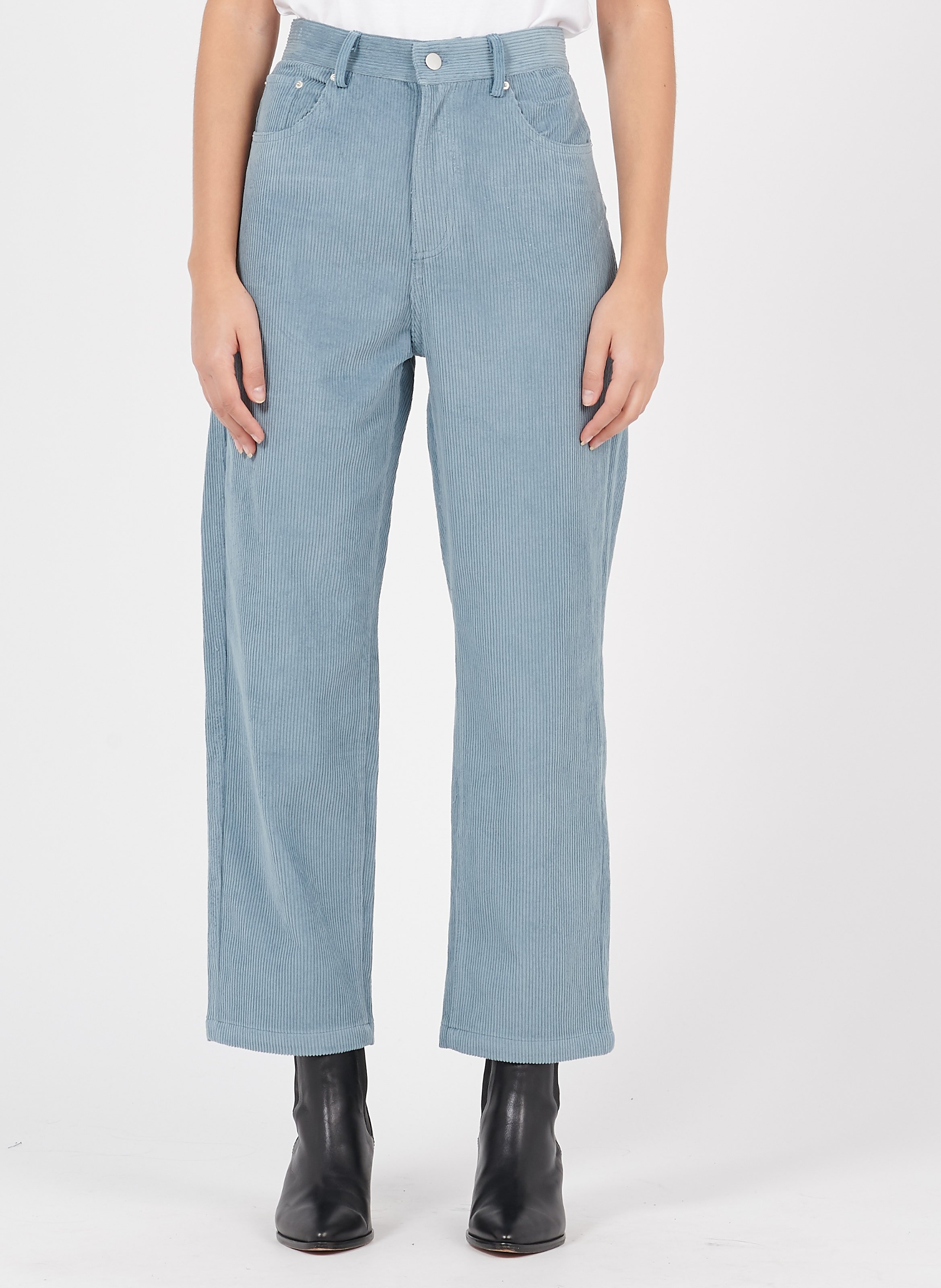 Pantalón Ancho De Pana De Talle Alto Bleu Grace Et Mila - Mujer | Place des  Tendances