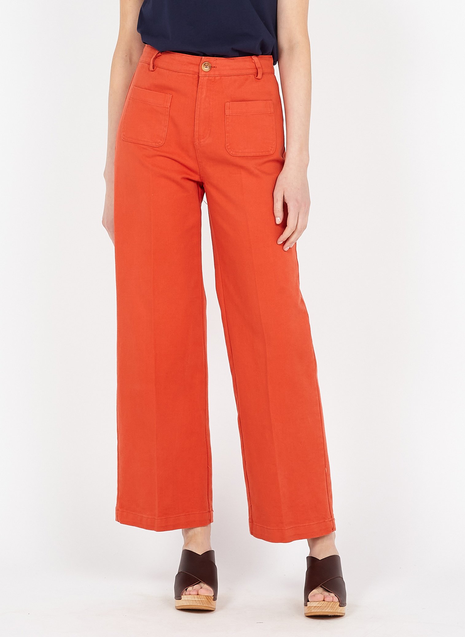 Pantalones Promod Mujer | Pantalón Ancho Talle Alto Azafrán • Pascale  Mercier