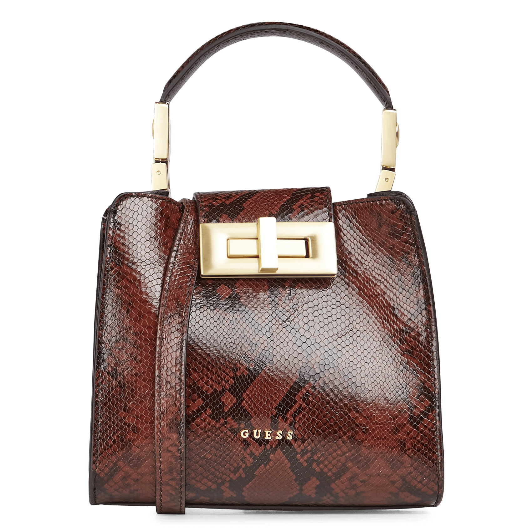 Bolso De Piel Con Estampado De Pitón Brown Guess - Mujer | Place des  Tendances