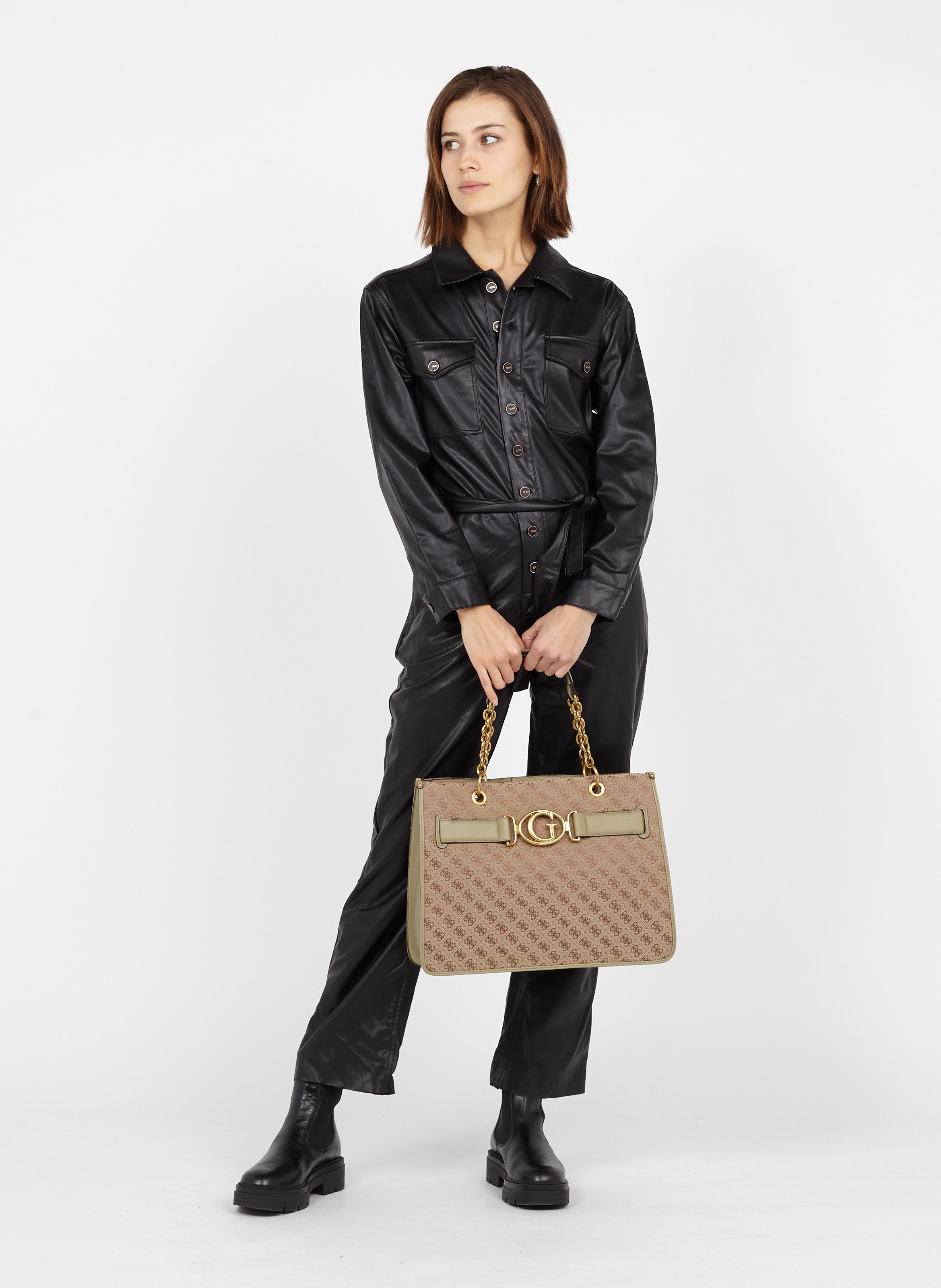 Bolso Shopper Con Logotipo Sage Green Guess - Mujer | Place des Tendances