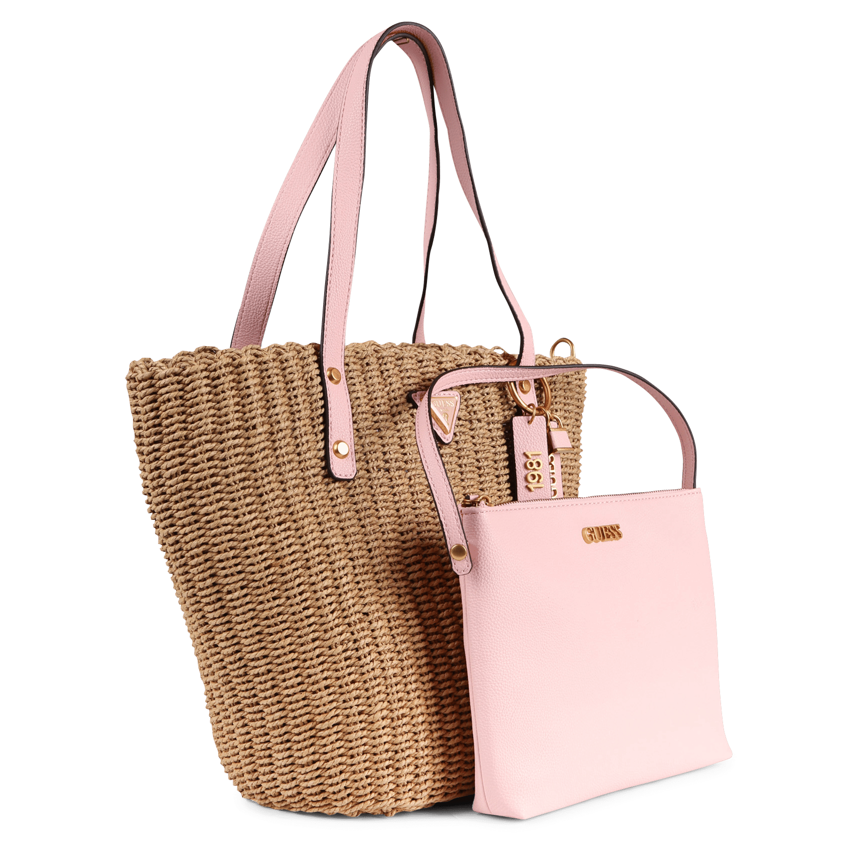 Bolso Shopper De Rafia Lilica Peach Guess - Mujer | Place des Tendances