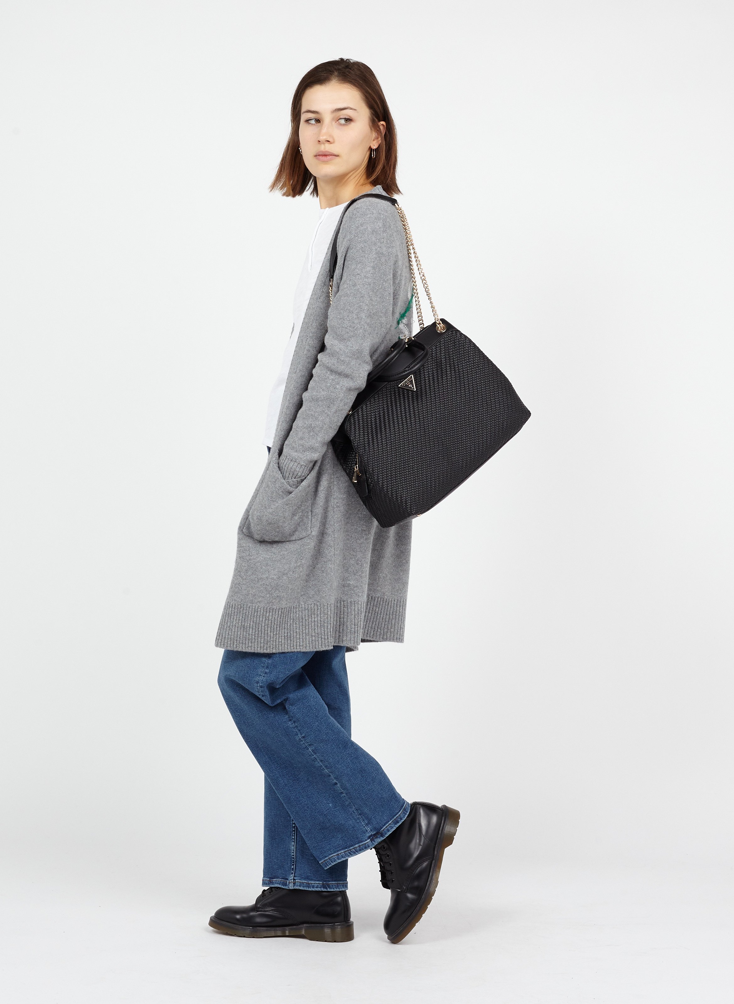 Bolso Shopper Trenzado Black Guess - Mujer | Place des Tendances