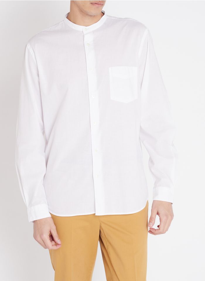 HARTFORD Camisa regular fit de algodón con cuello redondo en blanco