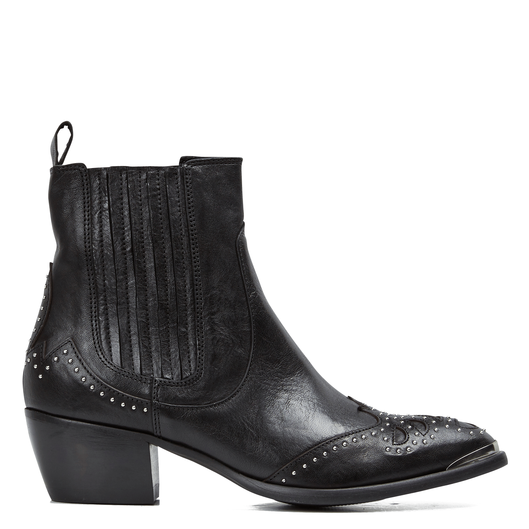 Botines De Piel Con Tachuelas Noir Ikks - Mujer | Place des Tendances