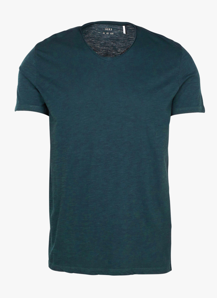 IKKS Camiseta de algodón con cuello de pico en verde
