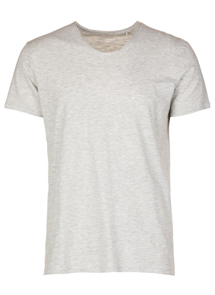 IKKS Camiseta de algodón flameado regular fit con cuello de pico en gris