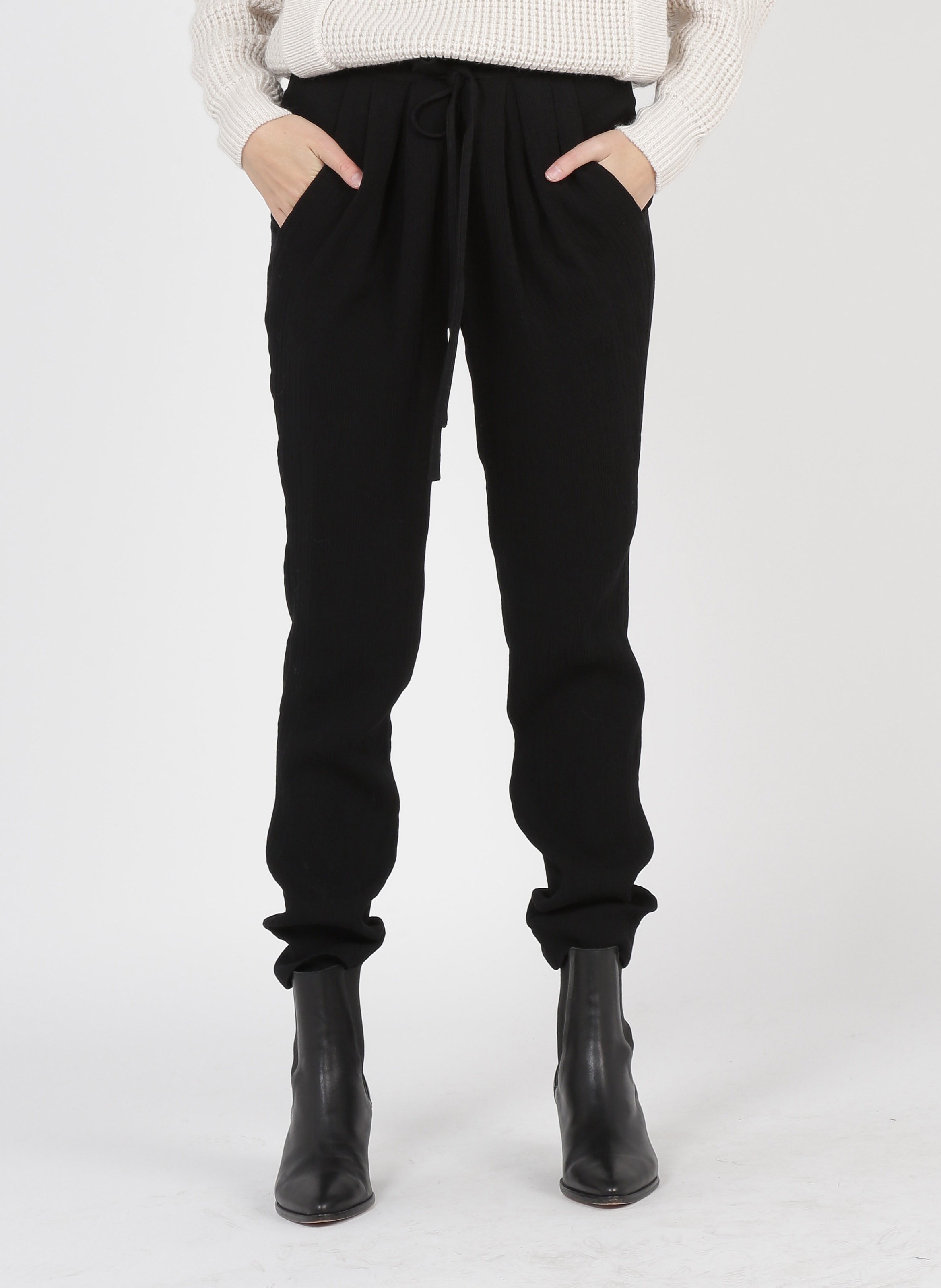 Pantalones Persona | Pantalón De Tejido Fluido Elástico Negro Mujer - Adeles