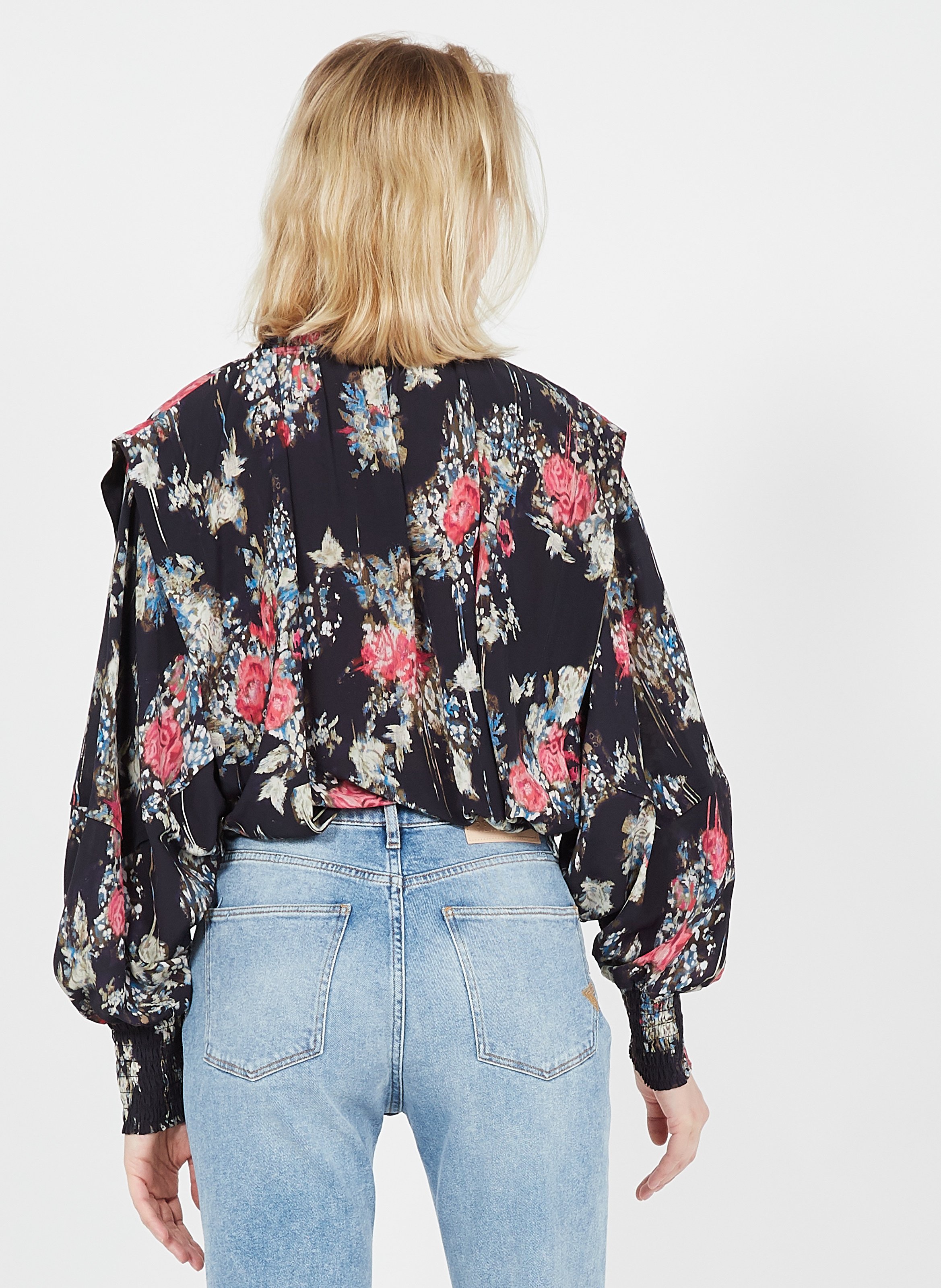 Top Con Cuello Redondo Y Estampado Floral Multico Iro - Mujer | Place des Tendances
