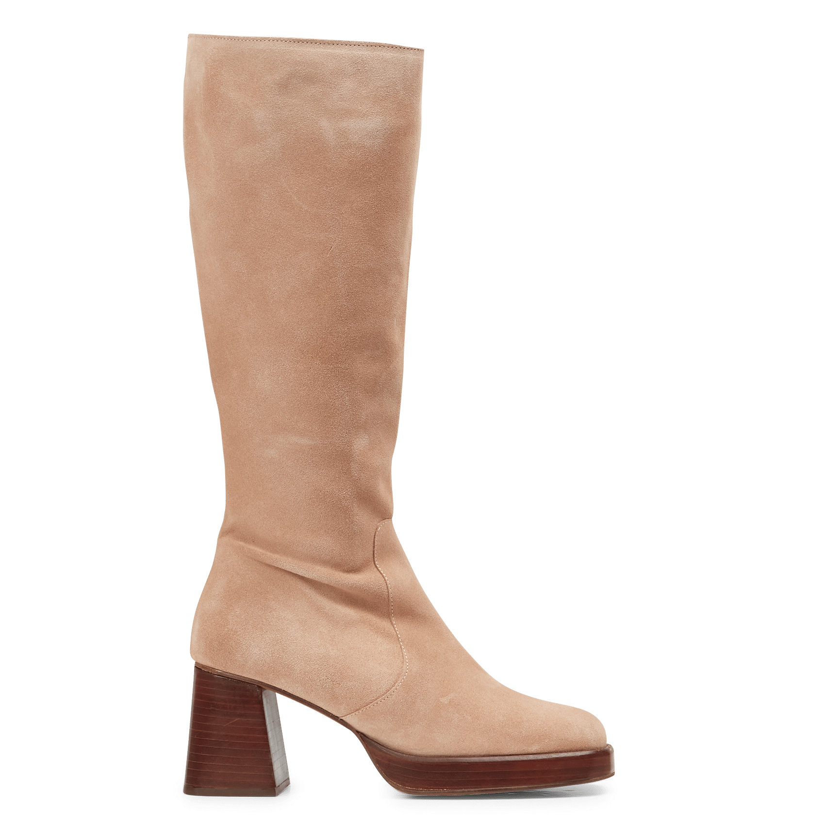 Bota alta de piel beige mujer Caroline