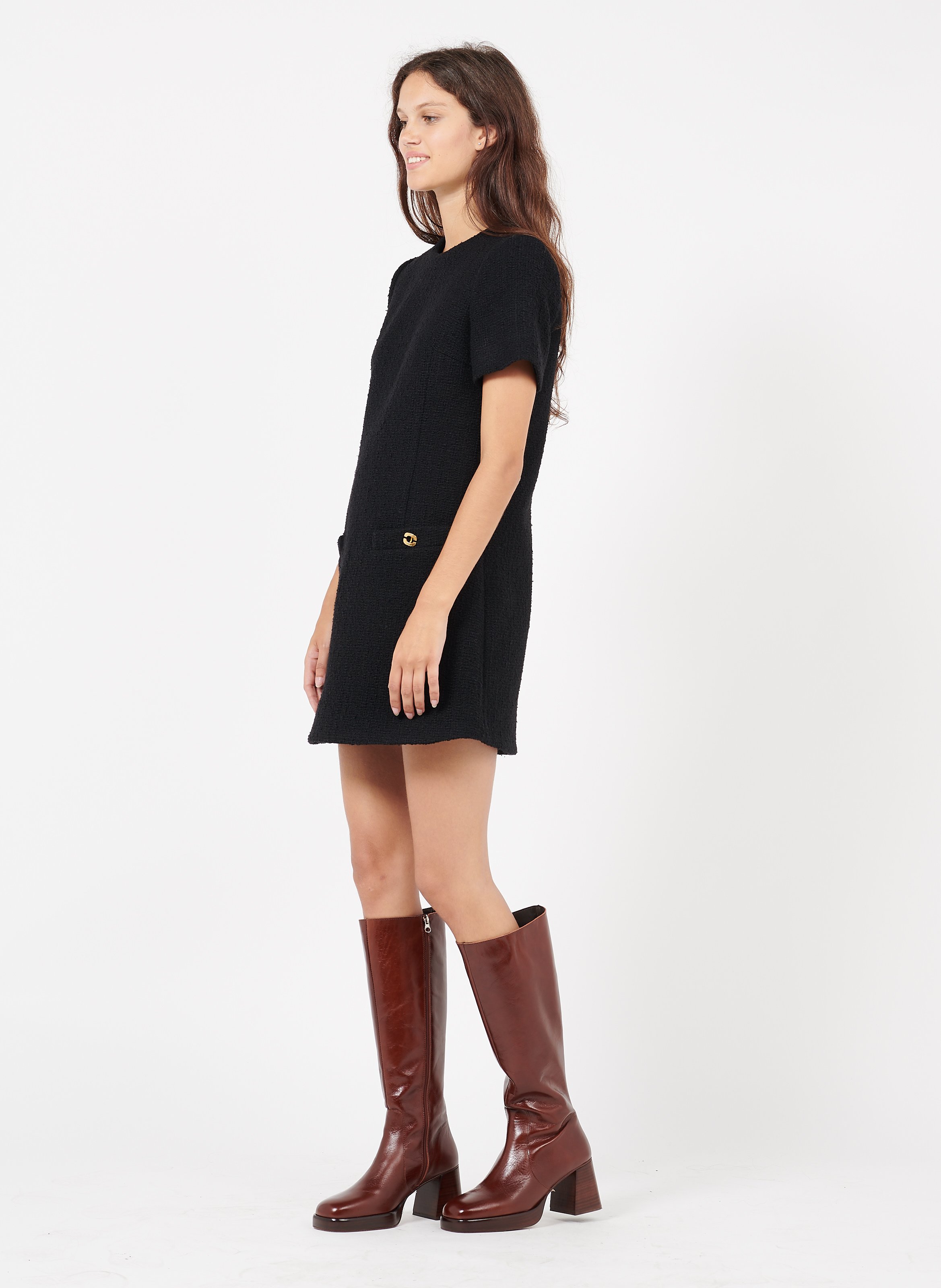 Botas De Tacón Alto De Piel Con Puntera Cuadrada Marron Jonak - Mujer |  Place des Tendances