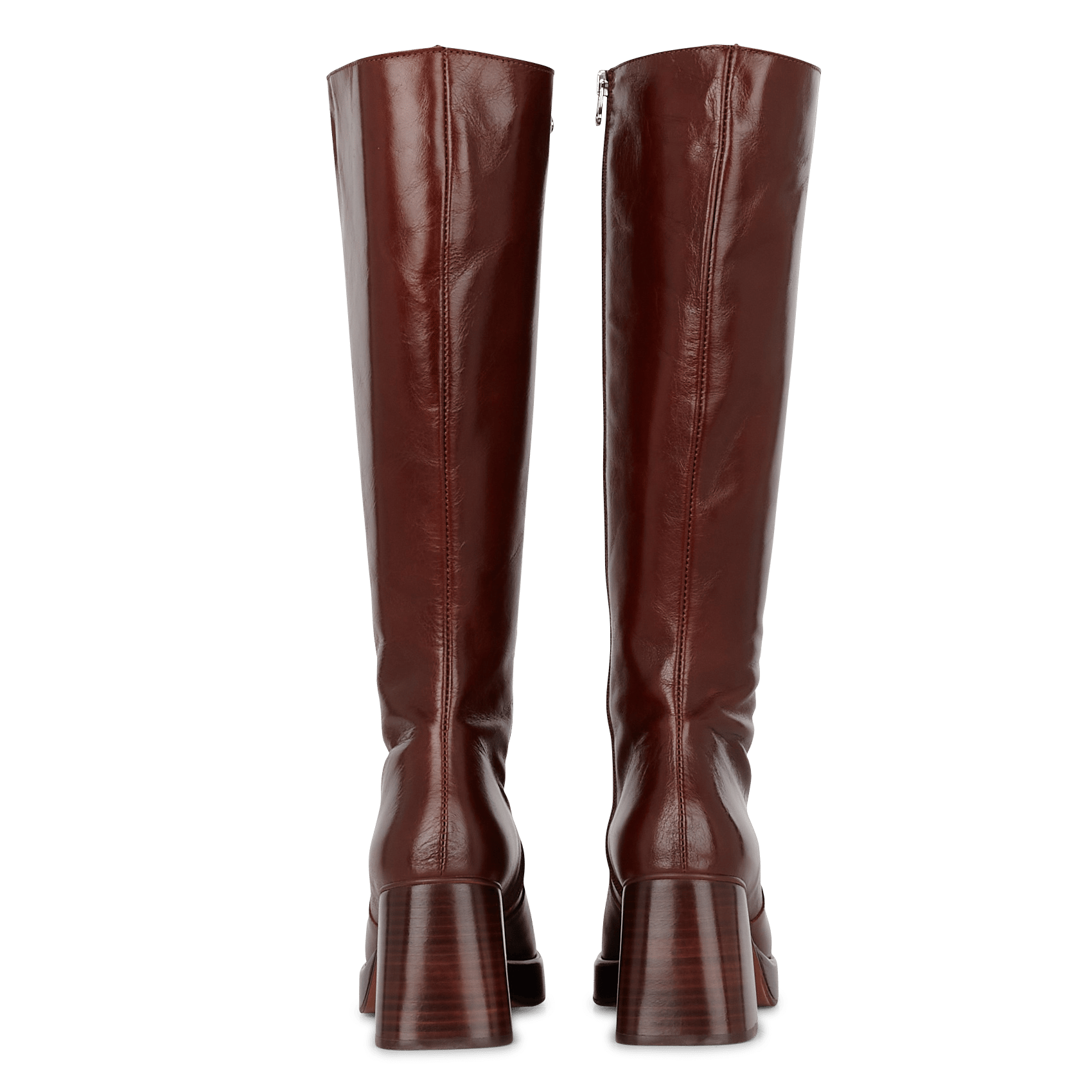 Botas De Tacón Alto De Piel Con Puntera Cuadrada Marron Jonak - Mujer |  Place des Tendances