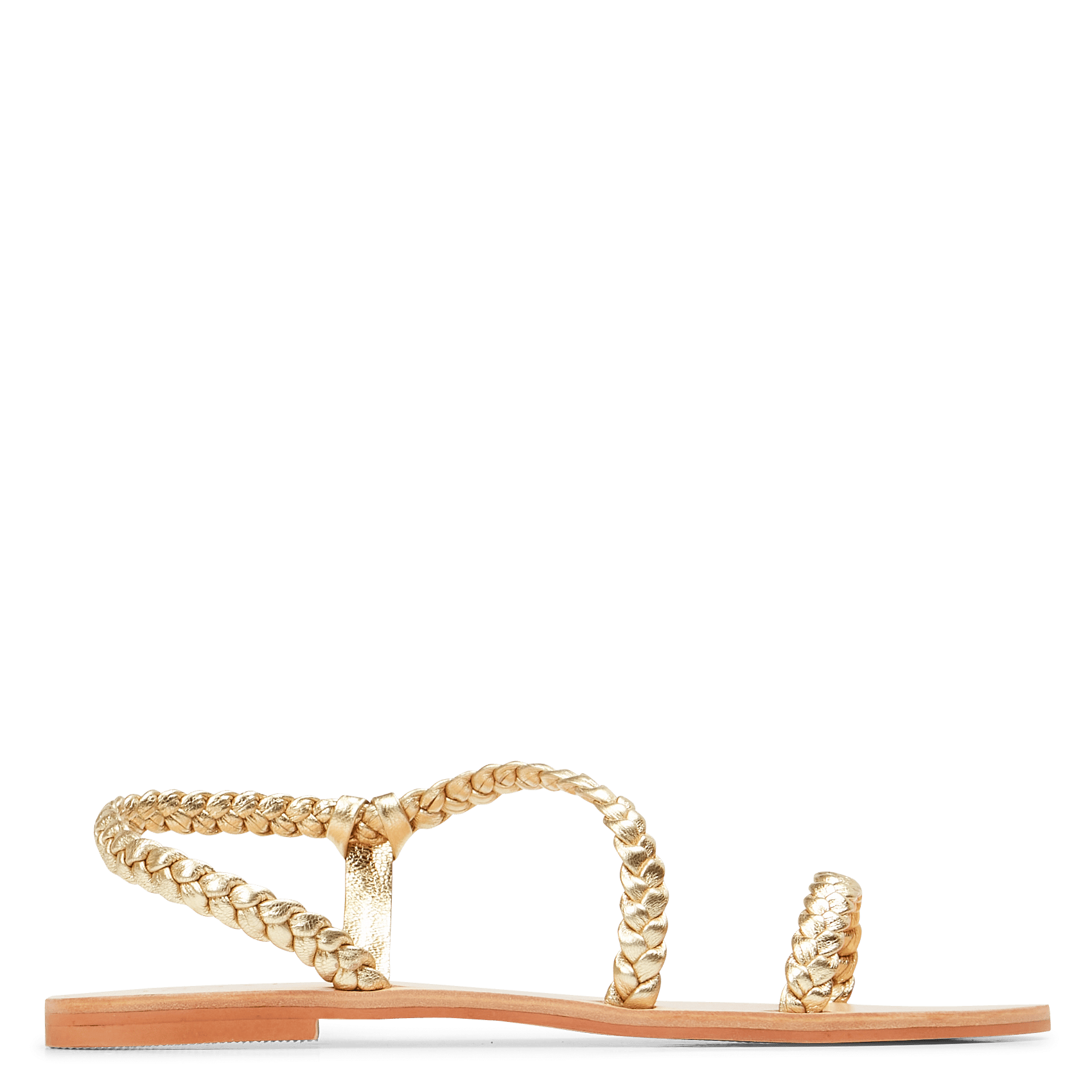 Sandalias Planas De Piel Metalizada Con Tiras Trenzadas Or Jonak - Mujer |  Place des Tendances