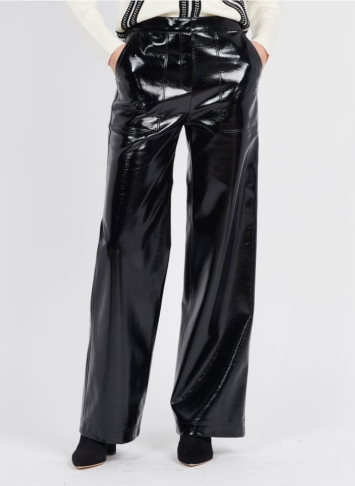 KARL LAGERFELD Pantalón ancho de piel sintética en negro