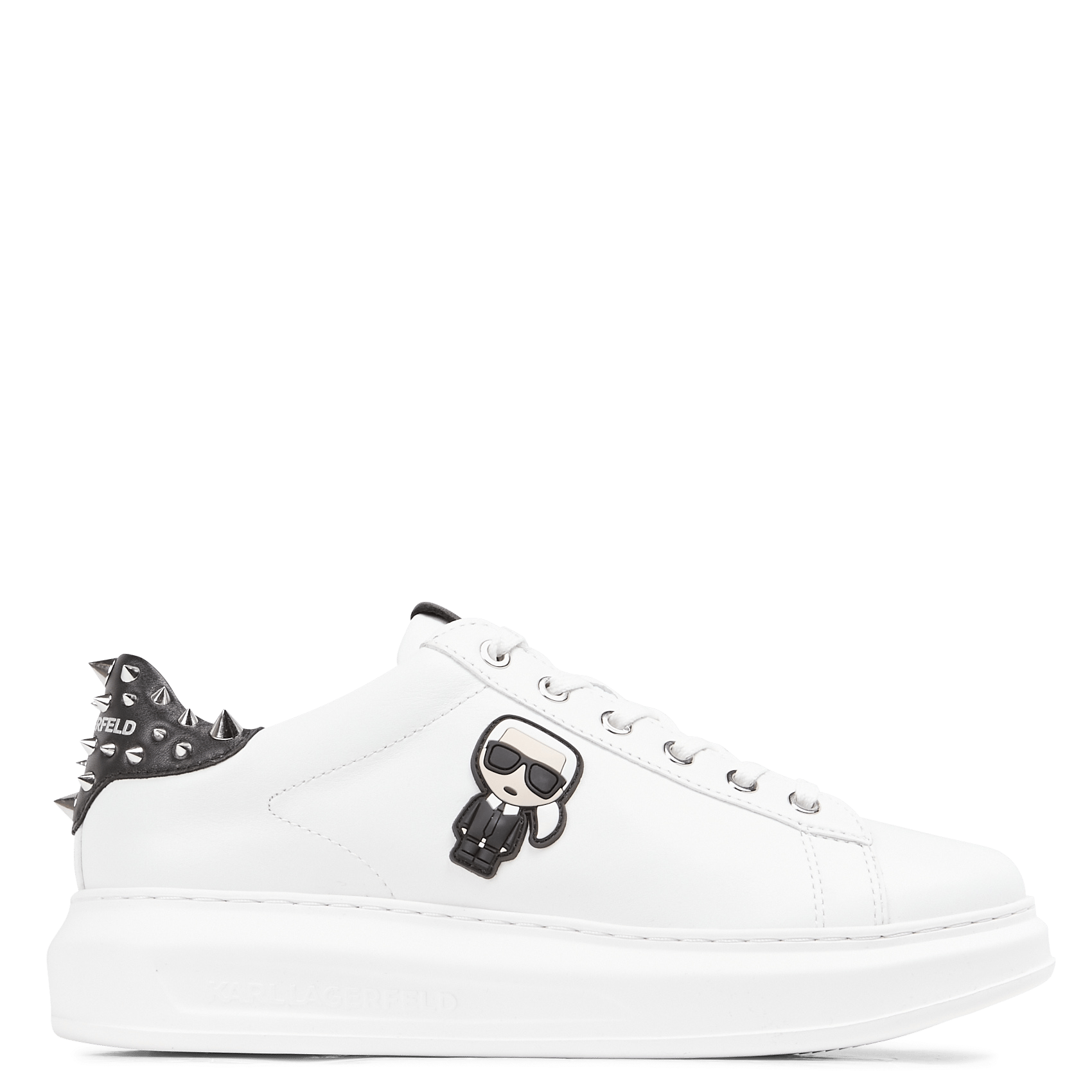 Zapatillas De Piel Con Figurita Y Tachuelas White Lthr W/black Karl  Lagerfeld - Mujer | Place des Tendances