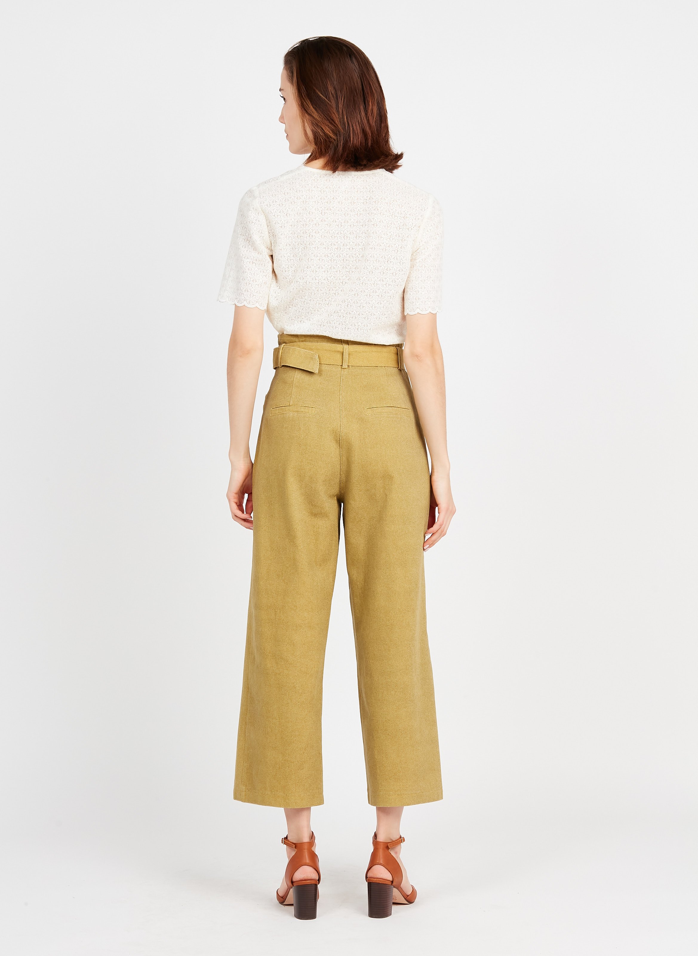 Pantalón ancho tobillero de pana, para niña verde oscuro liso - Vertbaudet