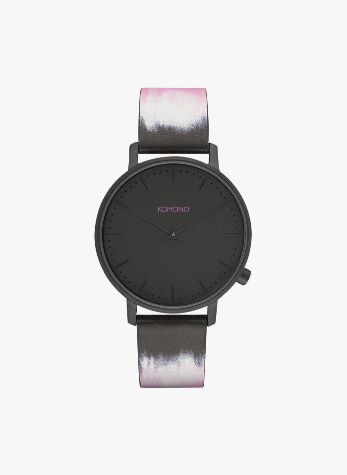 KOMONO Reloj con pulsera de piel vegana en rosa