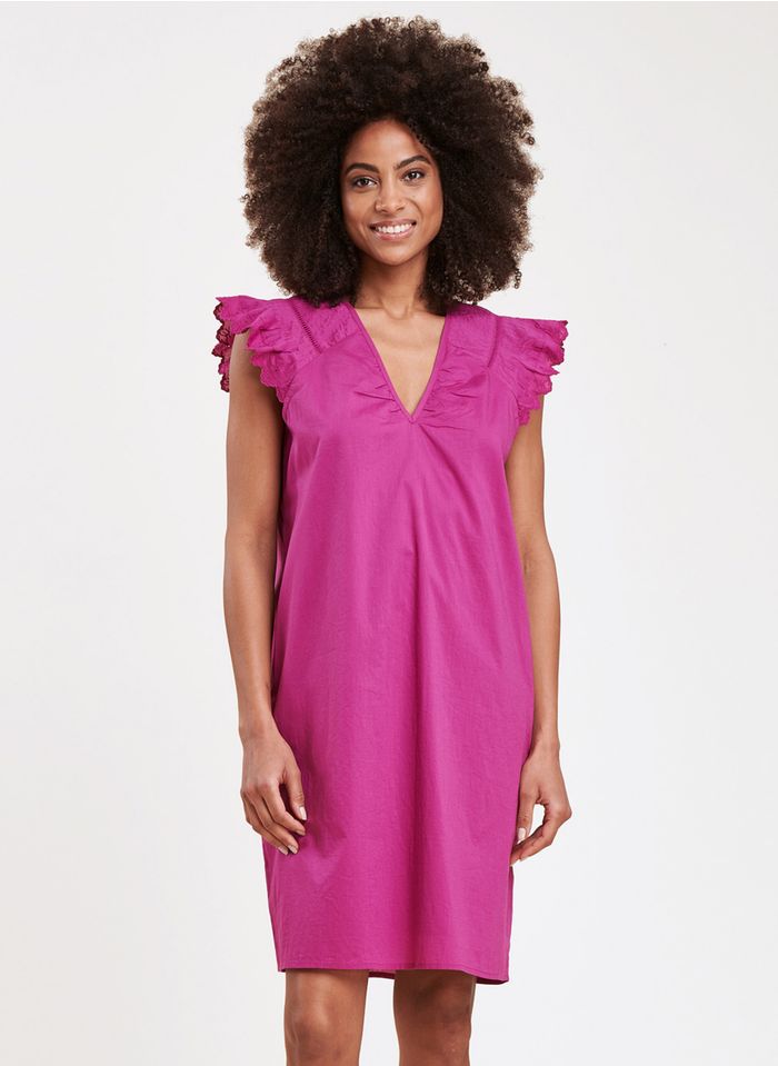 LA FEE MARABOUTEE Vestido corto de algodón orgánico bordado en rosa