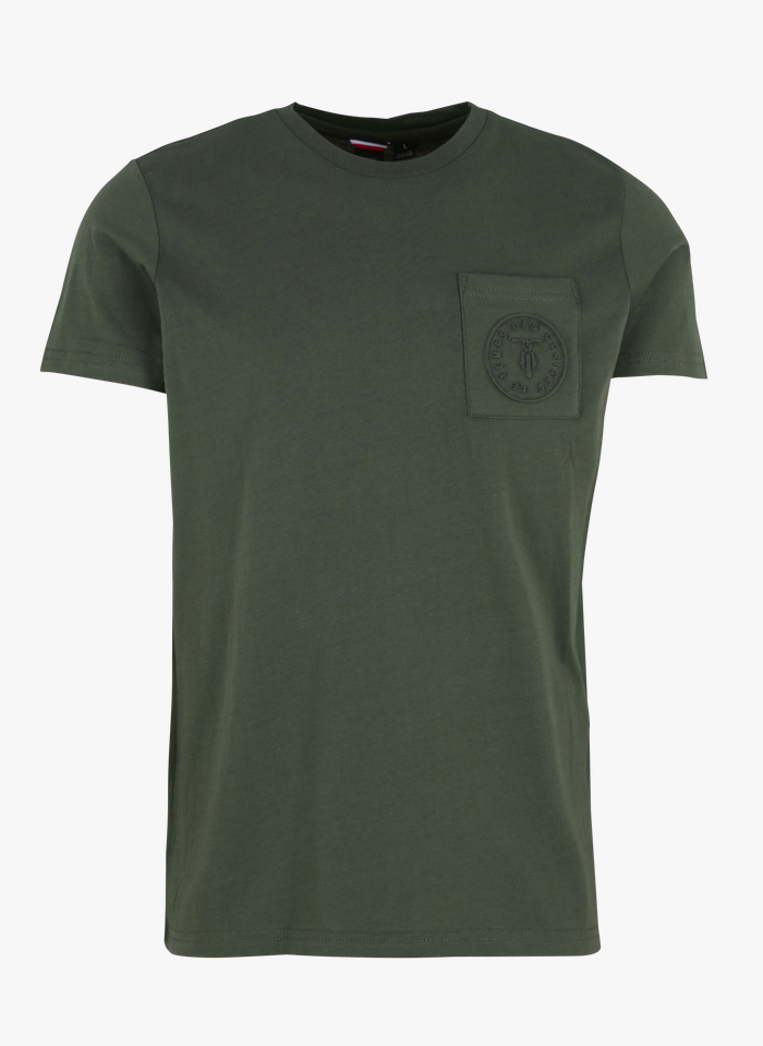 LE TEMPS DES CERISES Camiseta regular fit de algodón con cuello redondo en verde