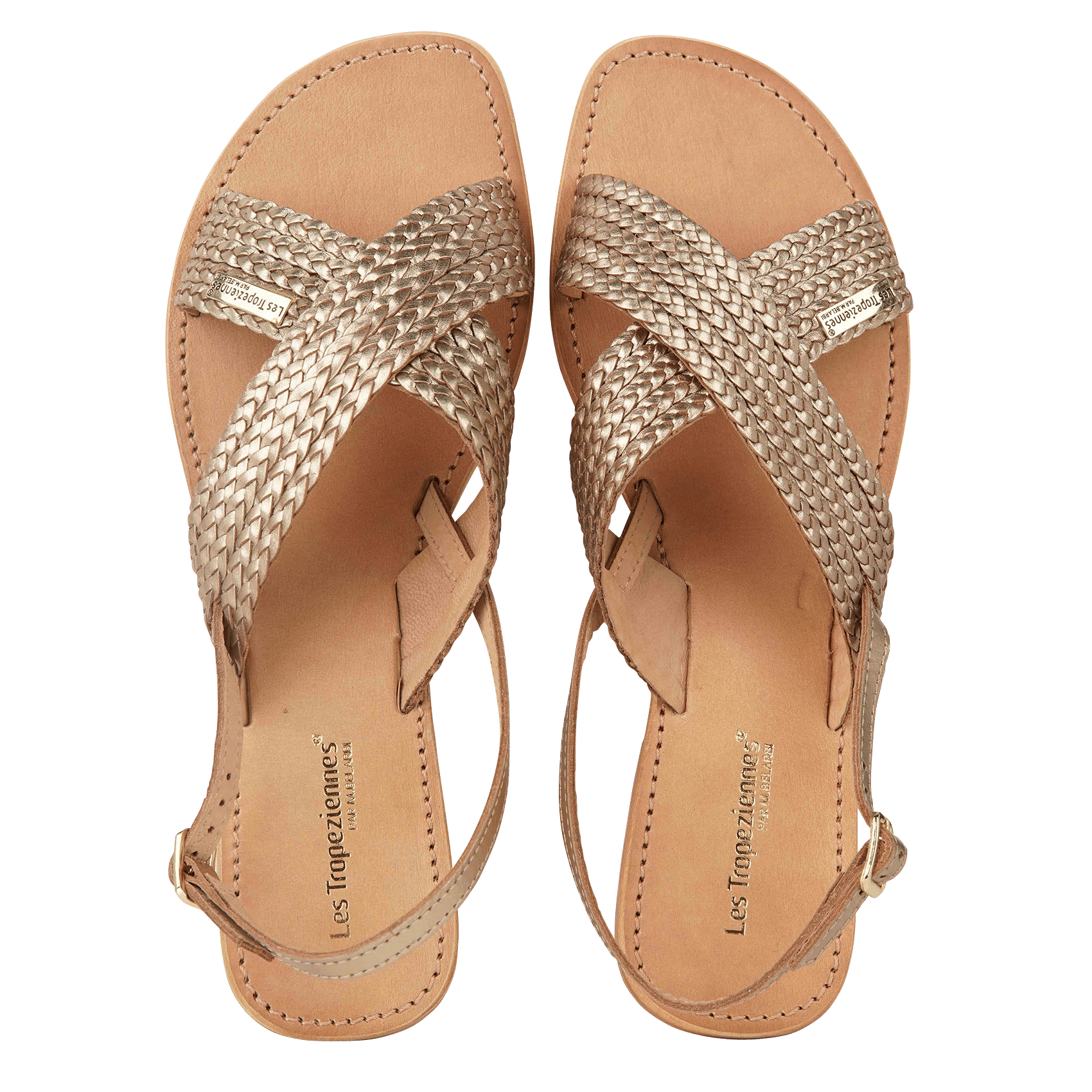 Sandalias Planas De Piel Con Tiras Dobles Anchas Or Les Tropeziennes -  Mujer | Place des Tendances