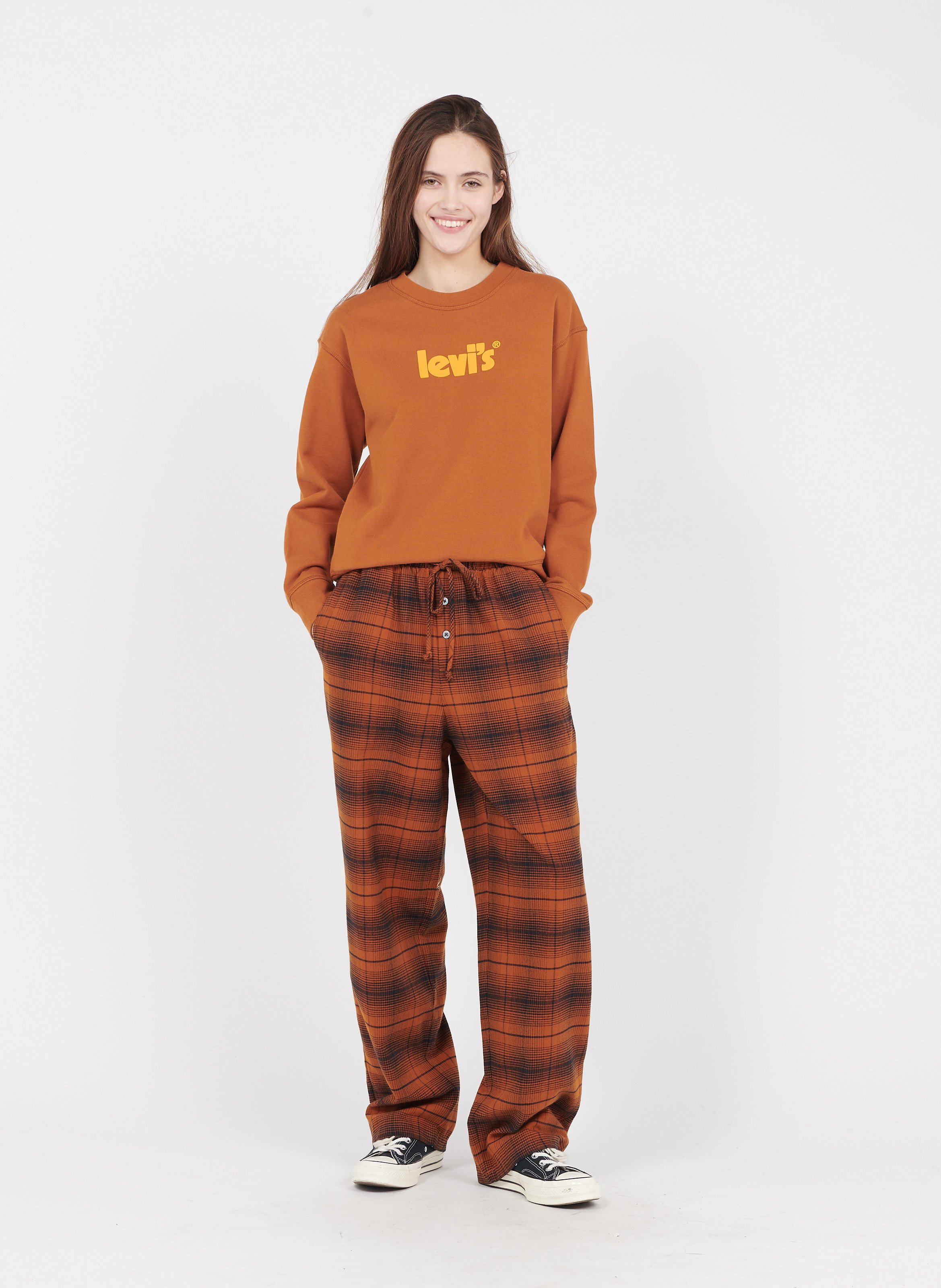 Sudadera Serigrafiada De Algodón Con Cuello Redondo Marron Levi's - Mujer |  Place des Tendances