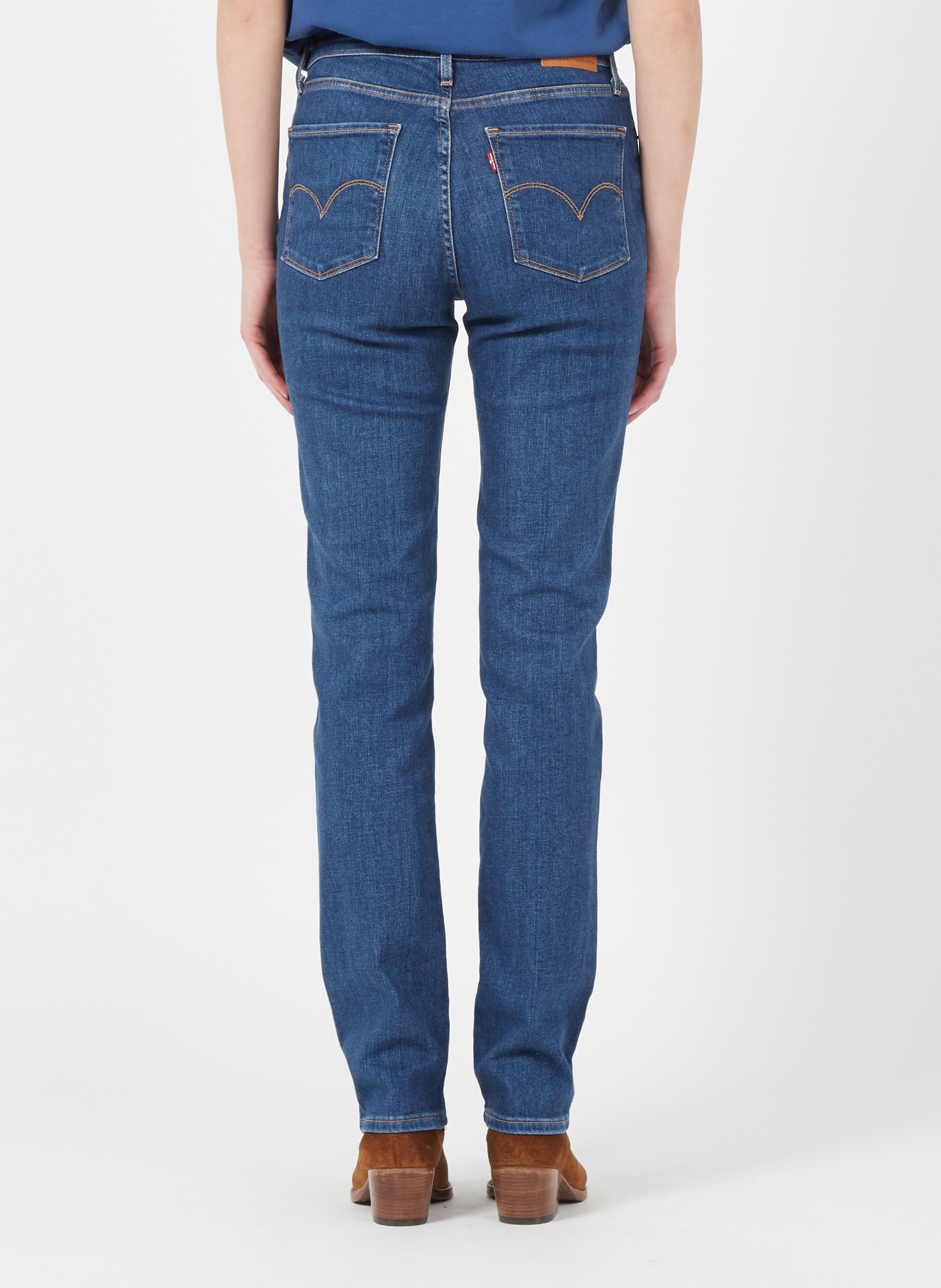 Vaquero Recto De Talle Alto Con 5 Bolsillos Indigo Moyen Levi's - Mujer |  Place des Tendances