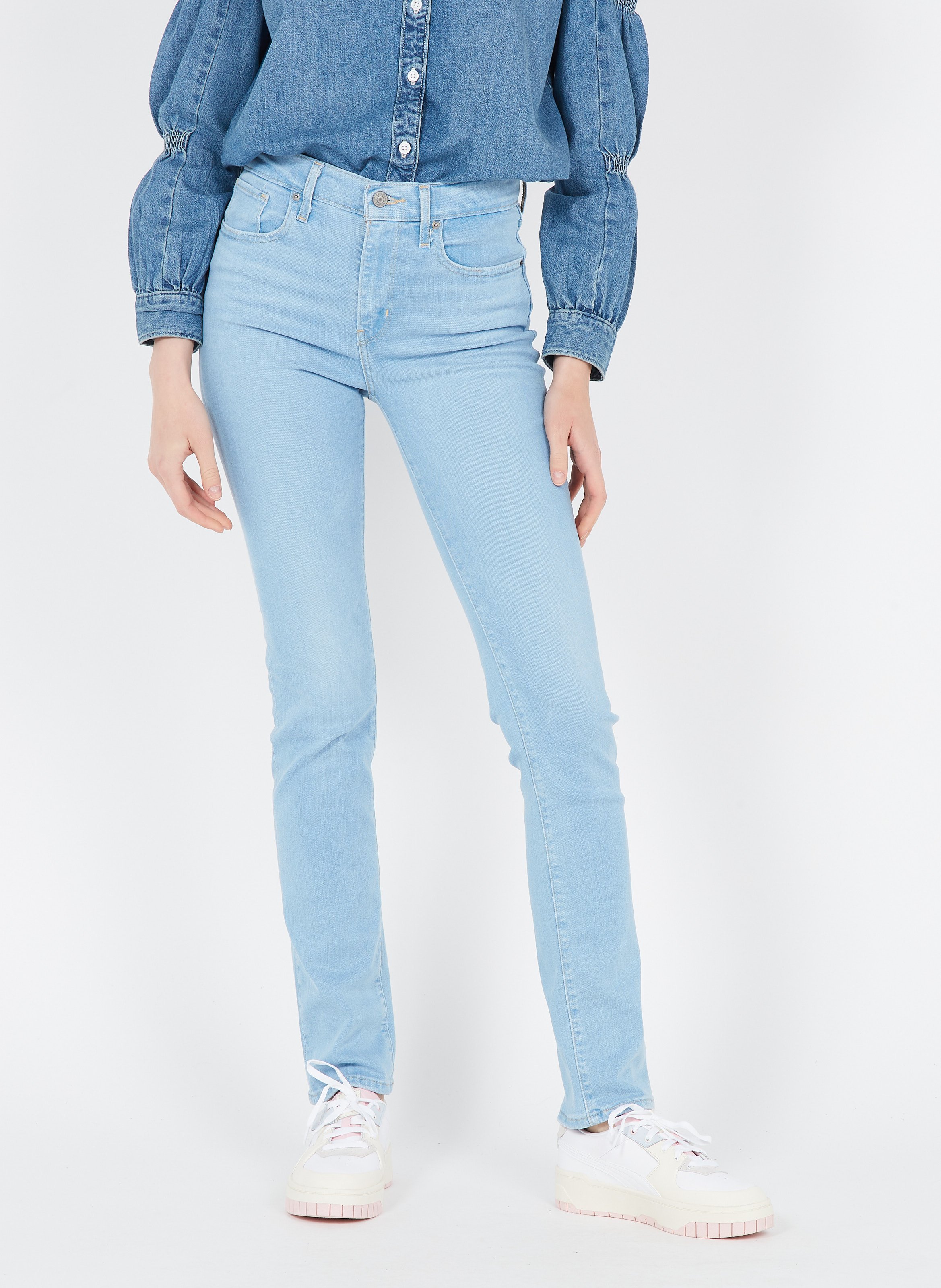 Vaquero Recto De Talle Alto Bleu Levi's - Mujer | Place des Tendances