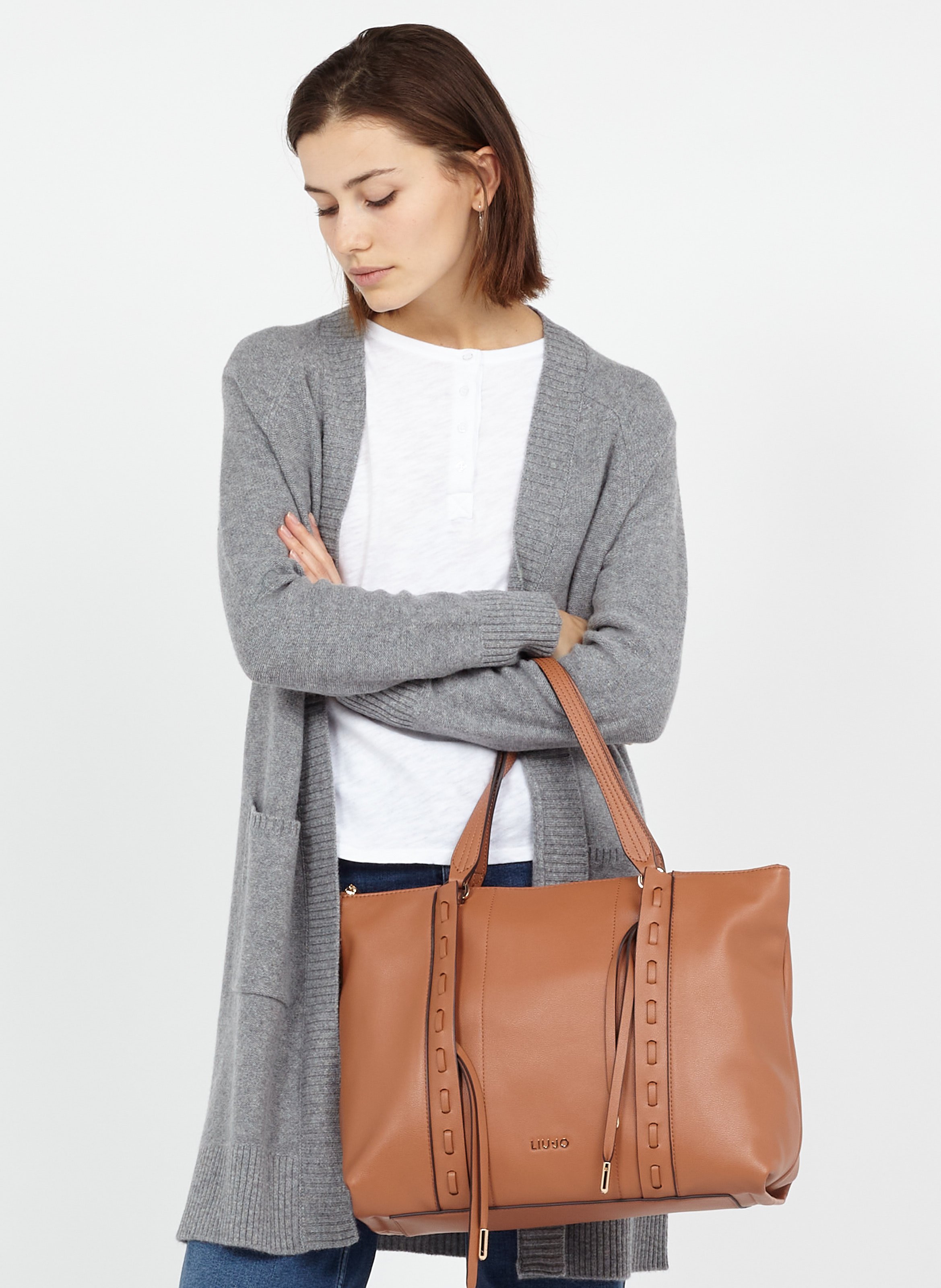 Bolso Shopper Con Cremallera Caramello Liu Jo - Mujer | Place des Tendances