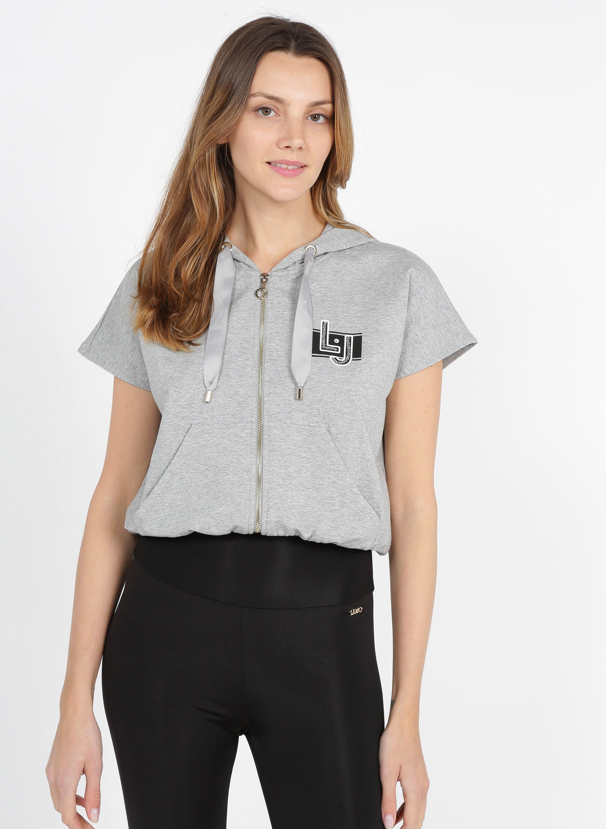 Sudadera Corta Con Capucha Y Cremallera Grigio Ch.melange Liu Jo - Mujer |  Place des Tendances