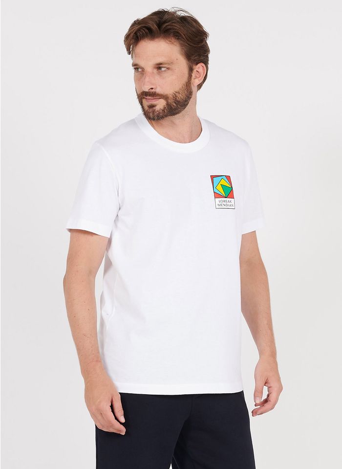 LOREAK MENDIAN Camiseta regular fit de algodón con cuello redondo en blanco