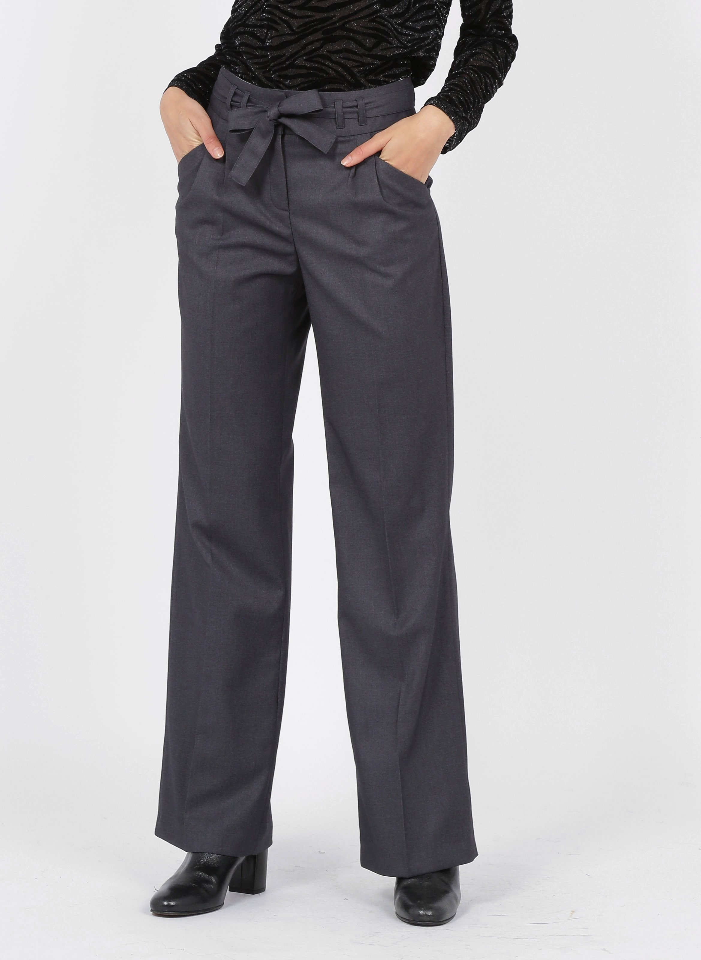 Pantalón Ancho Gris Fonce Maison 123 - Mujer | Place des Tendances