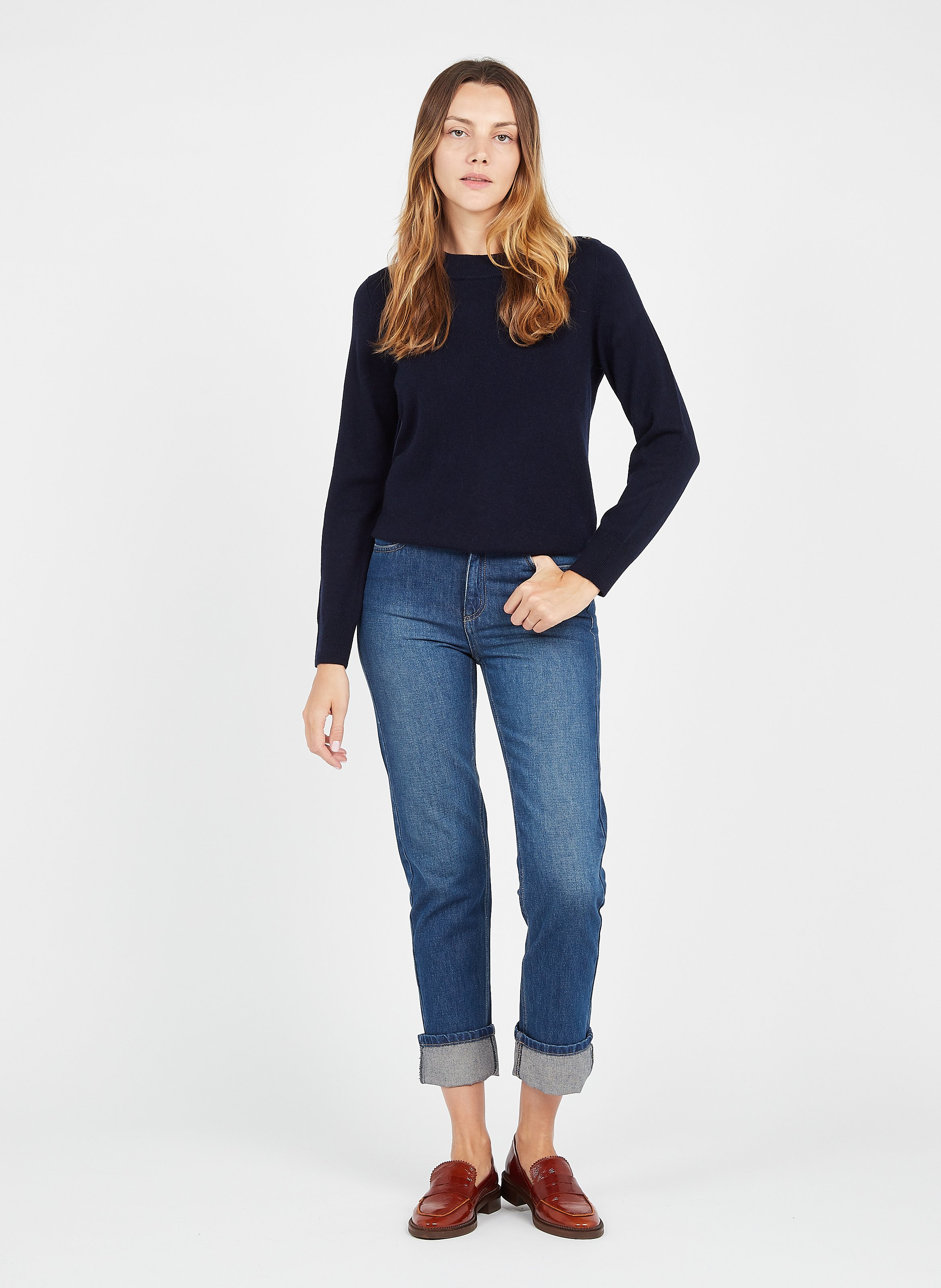 Vaquero Recto Algodón Vuelta Denim Brut Maison 123 - Mujer | Place des Tendances