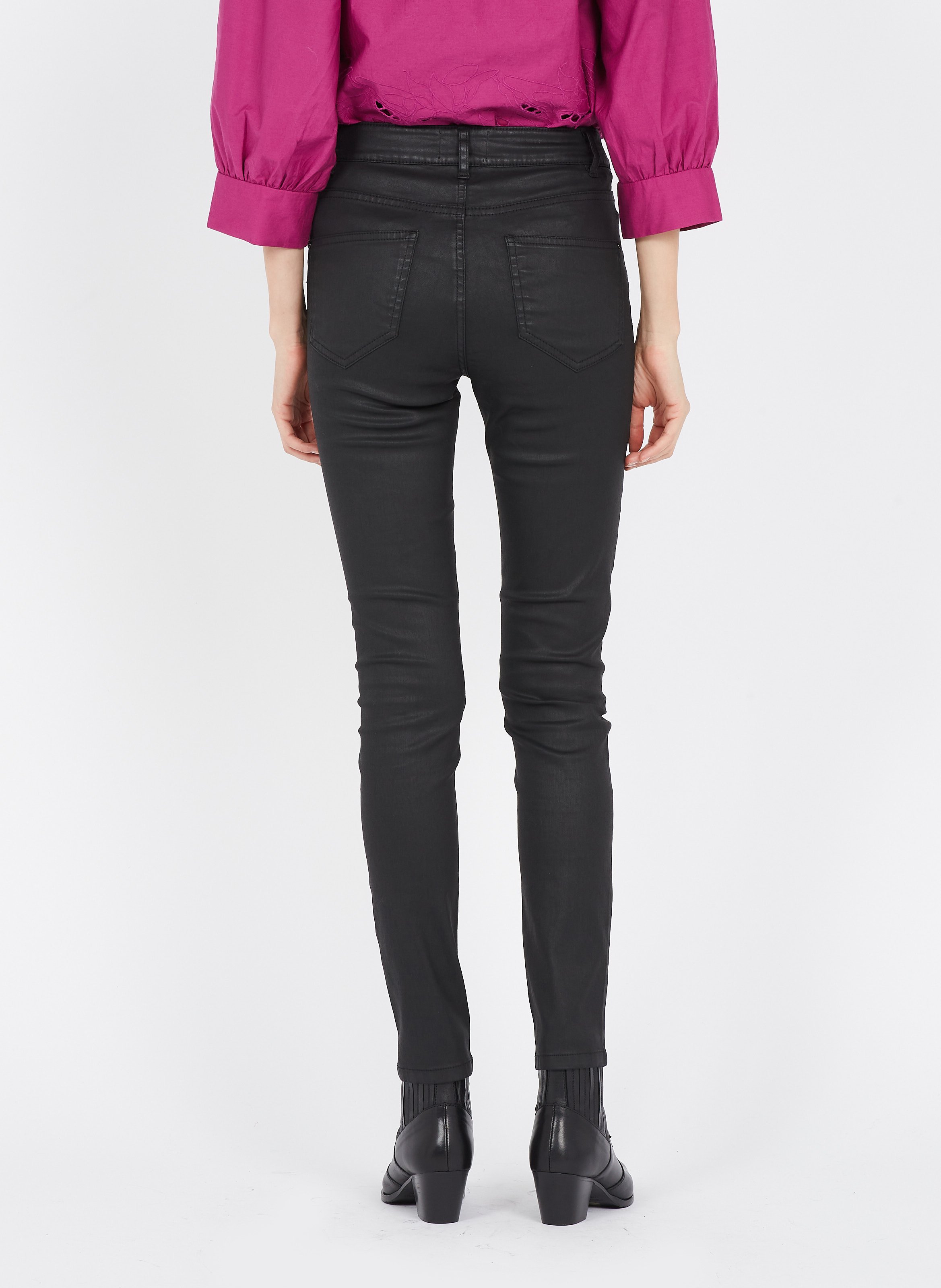 Vaquero Slim Encerado De Algodón Elástico Noir Maison 123 - Mujer | Place  des Tendances
