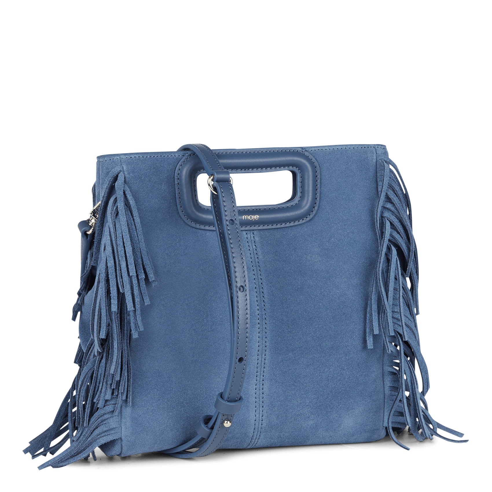 Bolso De Piel Con Flecos Bleu Acier Maje - Mujer | Place des Tendances
