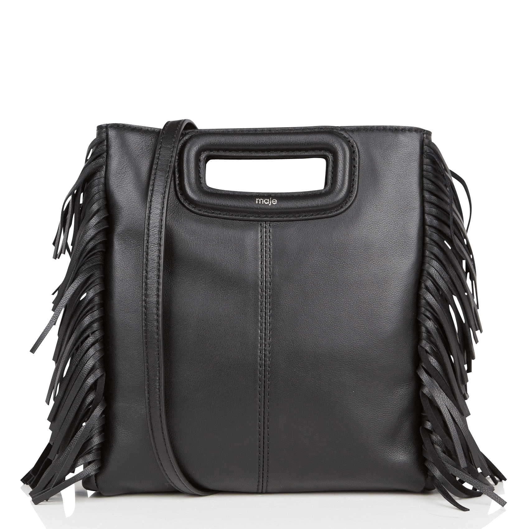 Bolso De Piel Con Flecos Noir Maje - Mujer | Place des Tendances