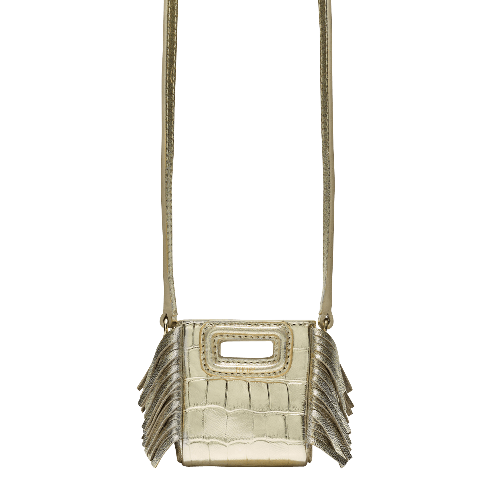 Bolso De Piel Metalizada Con Flecos Or Maje - Mujer | Place des Tendances