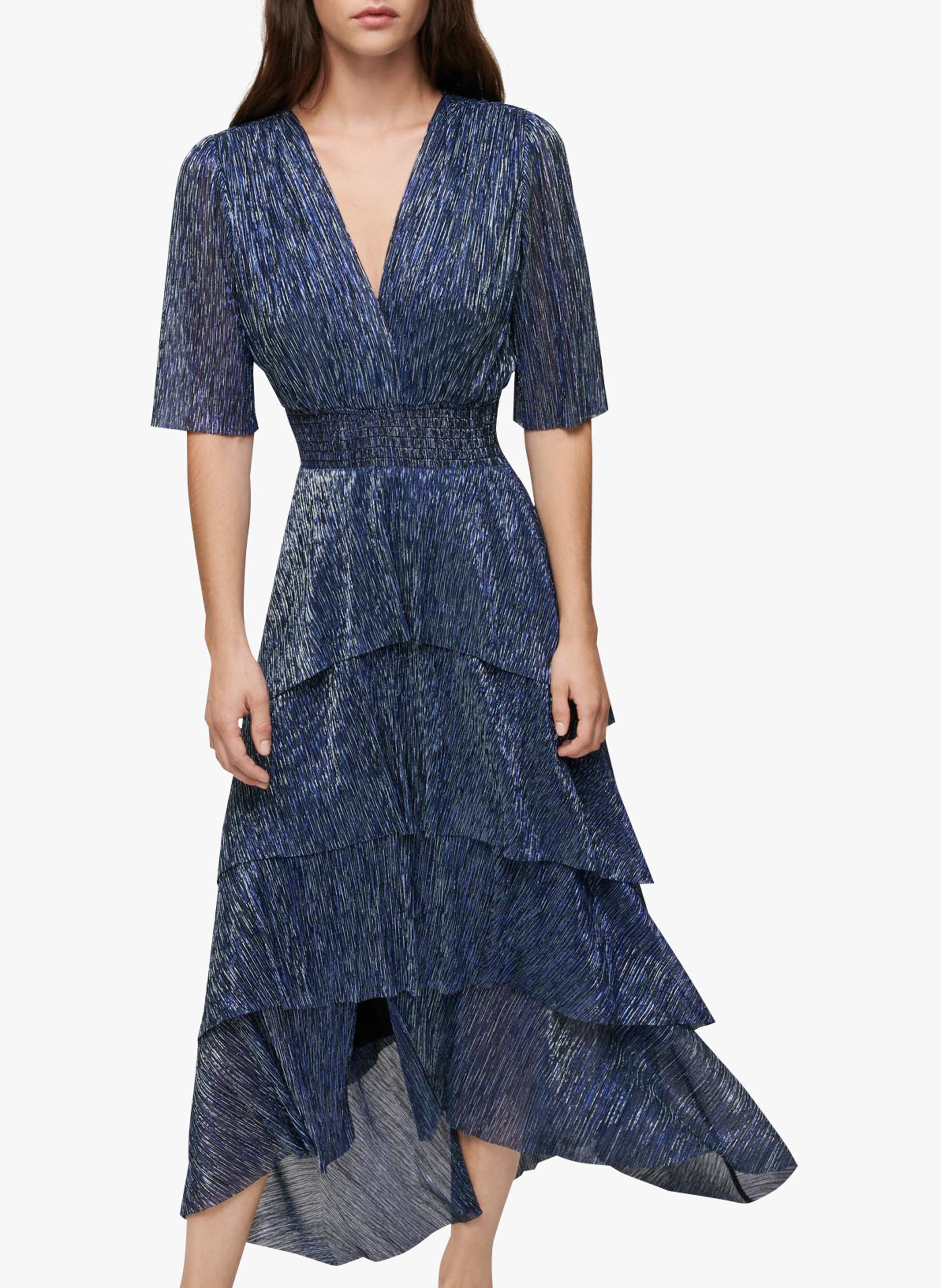 Vestido Largo Con Cuello De Pico Marine Maje - Mujer | Place des Tendances