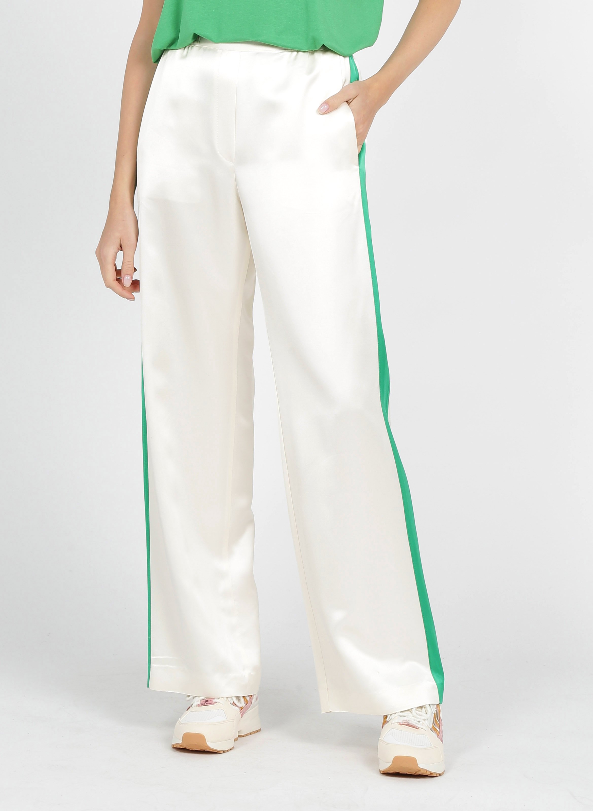 Pantalón Recto Satinado Off White Margaux Lonnberg - Mujer | Place des  Tendances