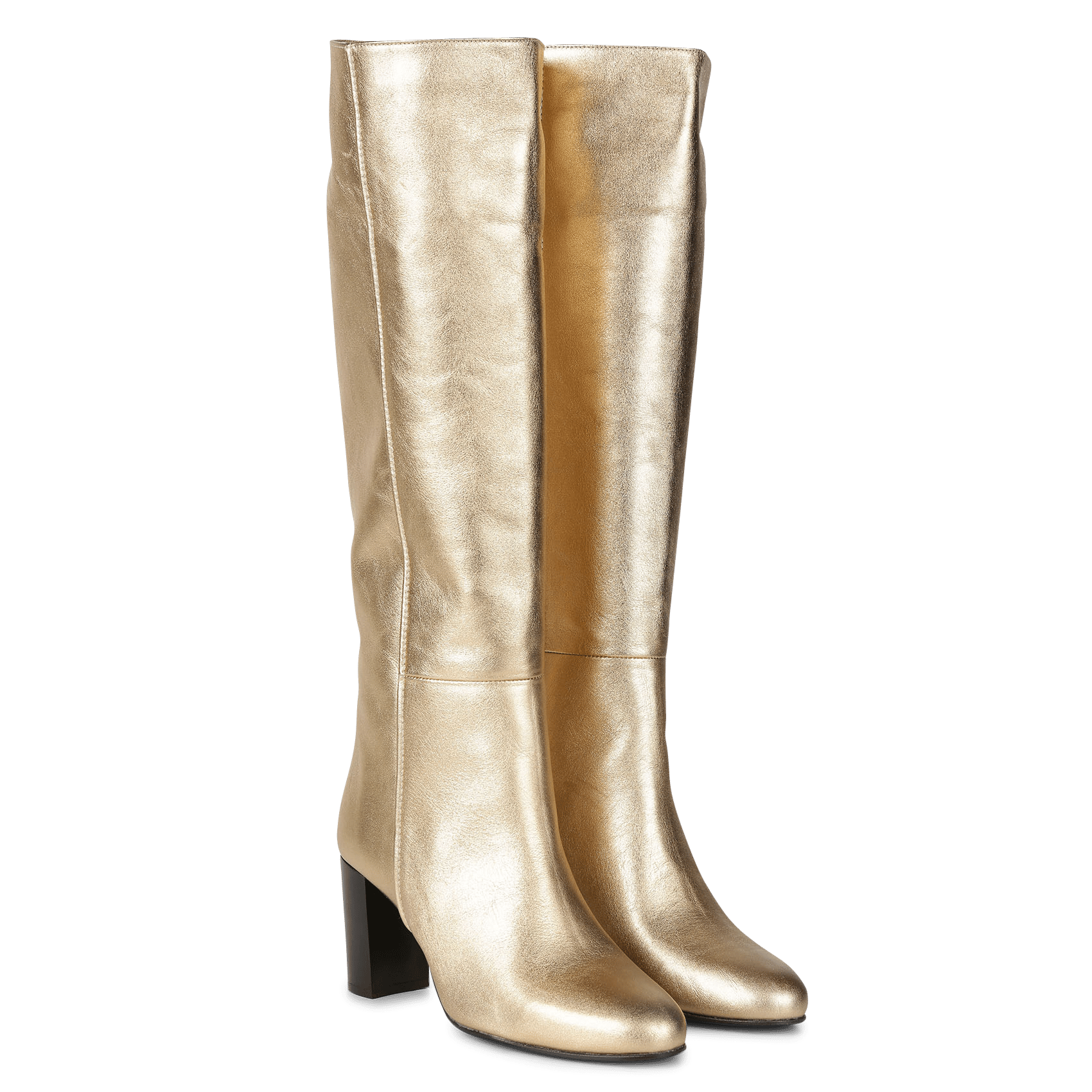 Botas De Piel Metalizada Con Tacón Or Massalia - Mujer | Place des Tendances