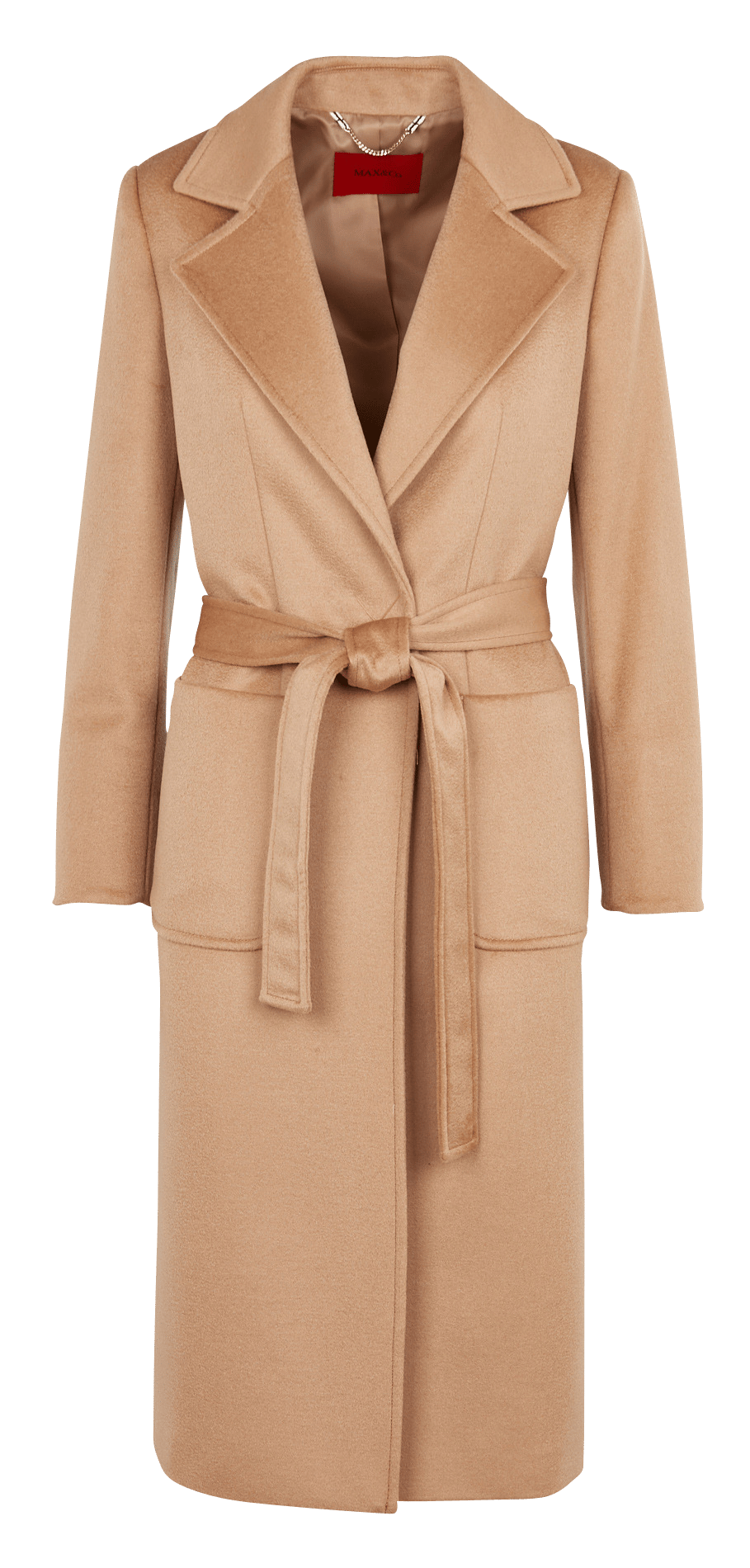 Abrigo Largo De Lana Con Cuello Sastre Camel Max&co. - Mujer Place Tendances