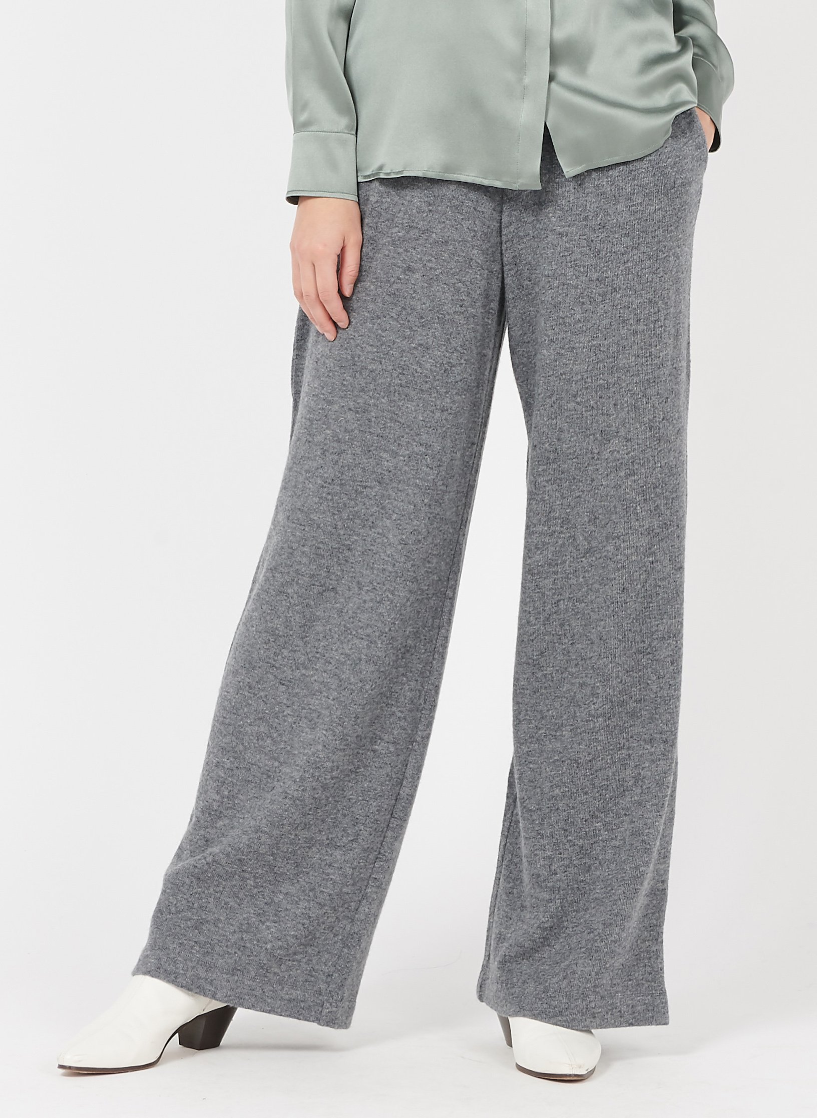 Pantalón Ancho De Mezcla De Lana Medium Grey Max Mara Leisure - Mujer |  Place des Tendances