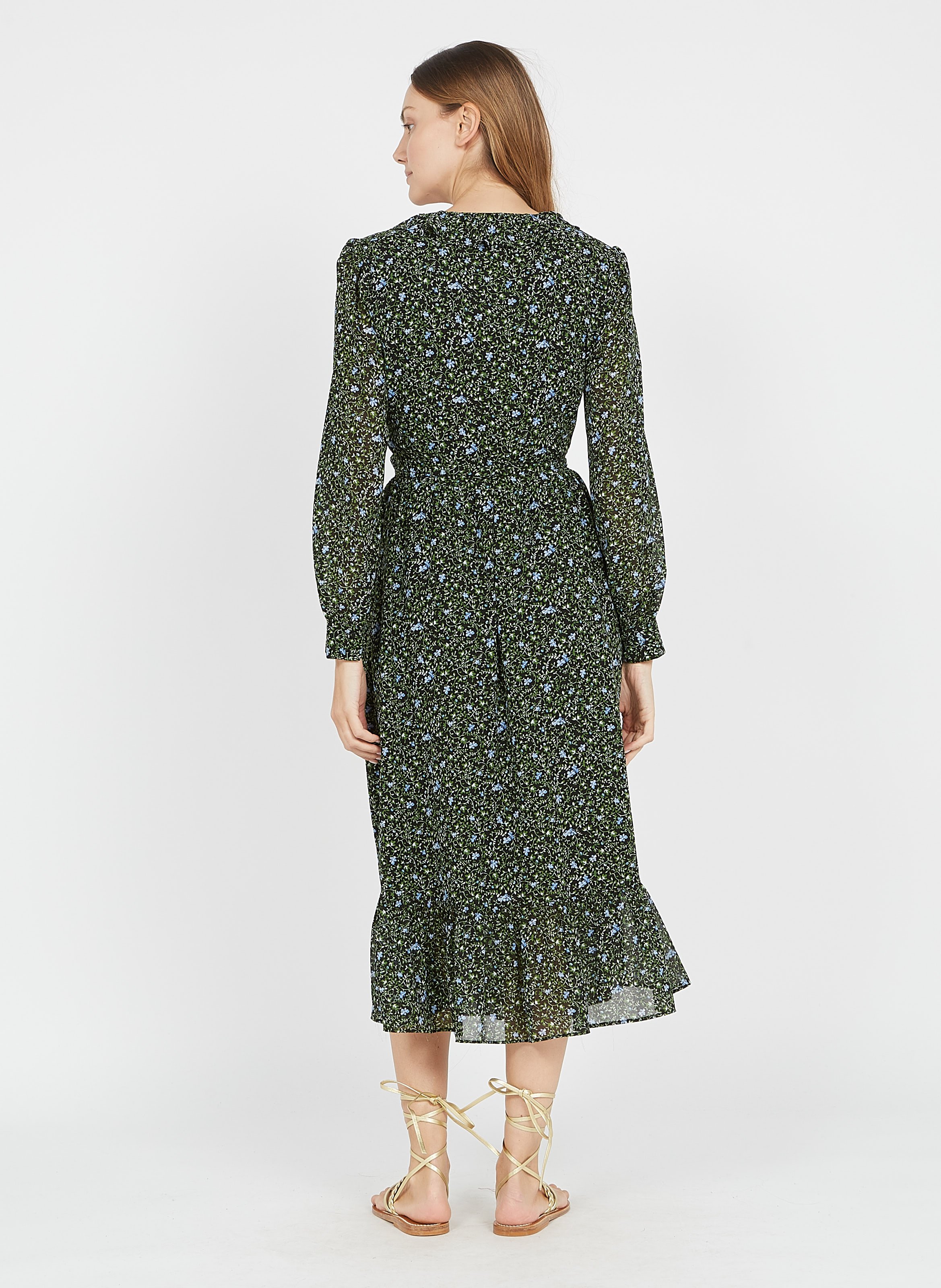 Vestido Midi Cruzado Con Estampado De Flores Black Michael Kors - Mujer |  Place des Tendances